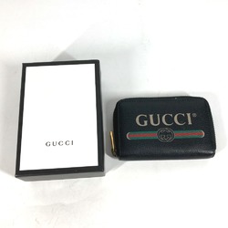 Gucci 496319 Coin Compartment Wallet Zip Around coin purse Black