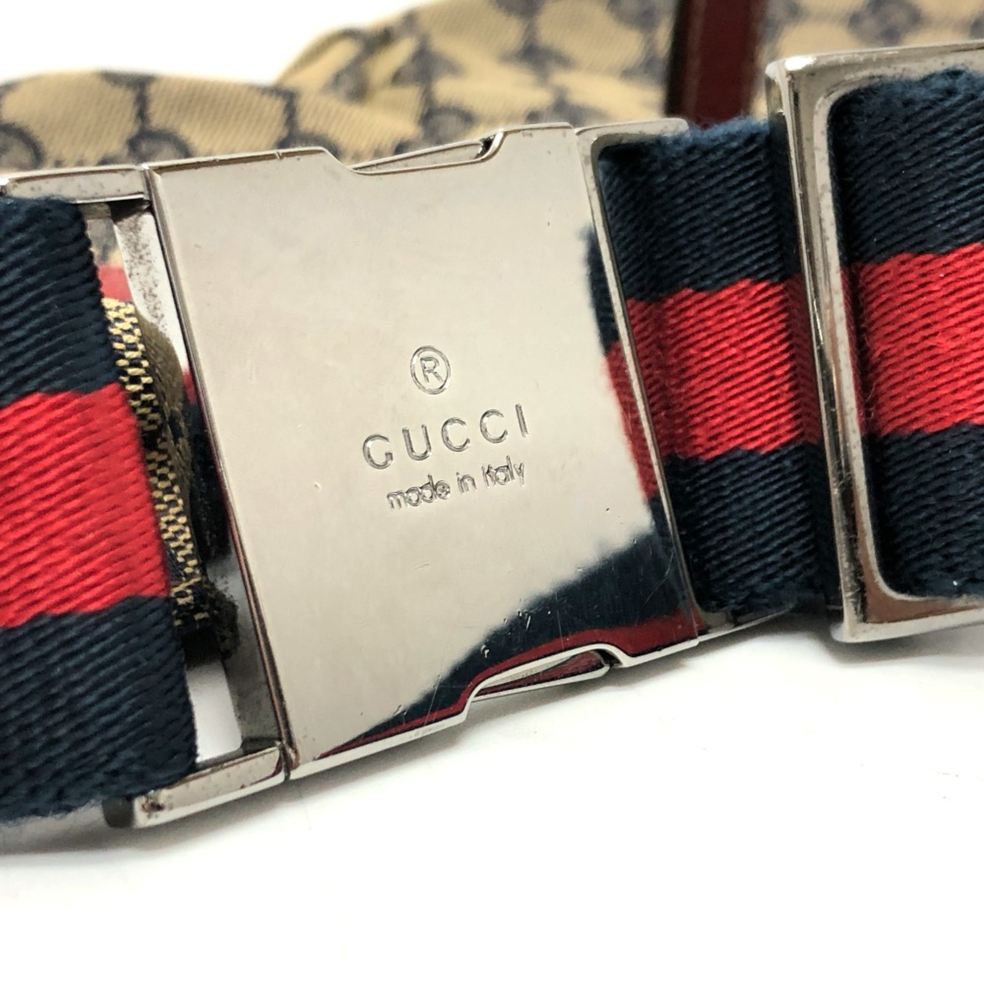 Gucci 28566 GG body bag bag Waist Pouch Navy Red/SilverHardware