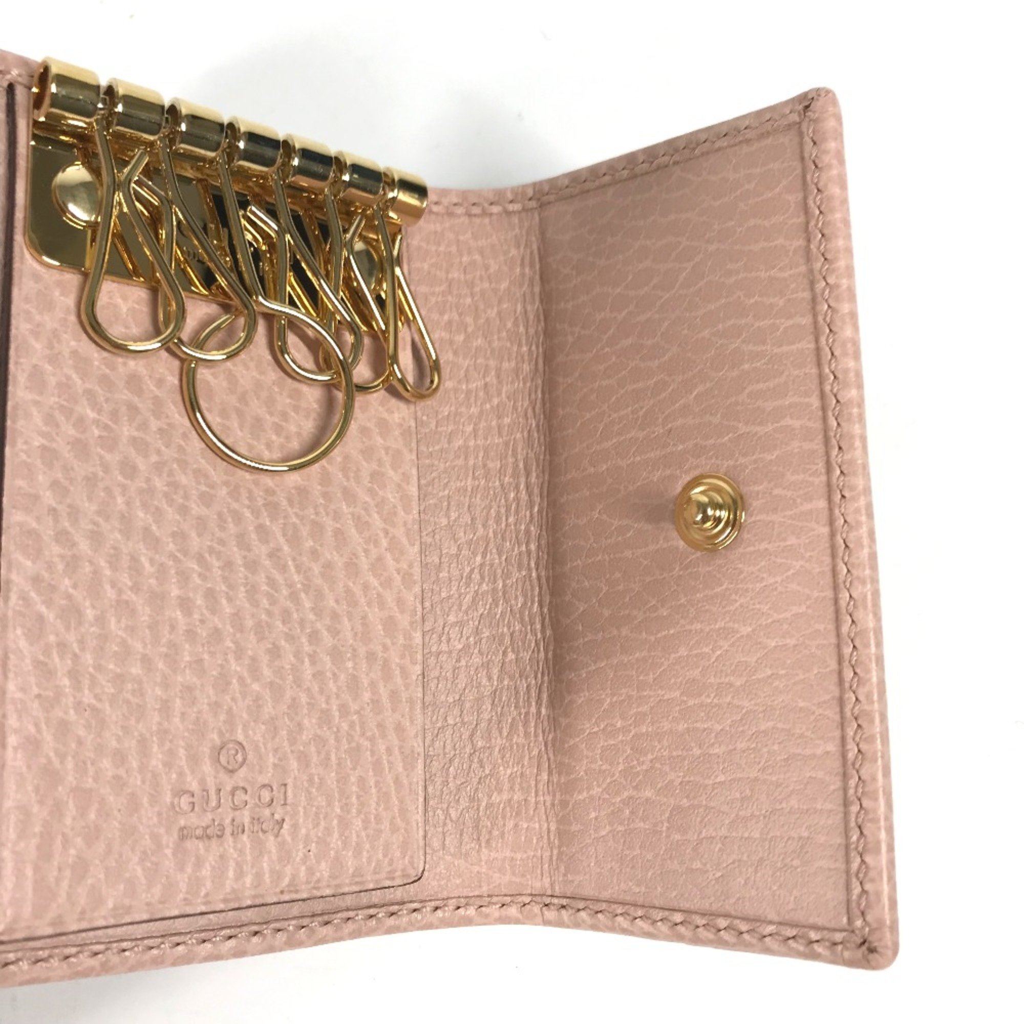 Gucci 456118 GG Marmot 6-Ring Key Case pink