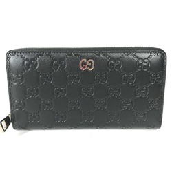 Gucci 473928 GG long wallet Zip Around Long Wallet Black Silver