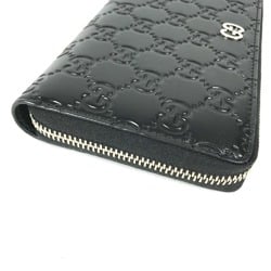 Gucci 473928 GG long wallet Zip Around Long Wallet Black Silver