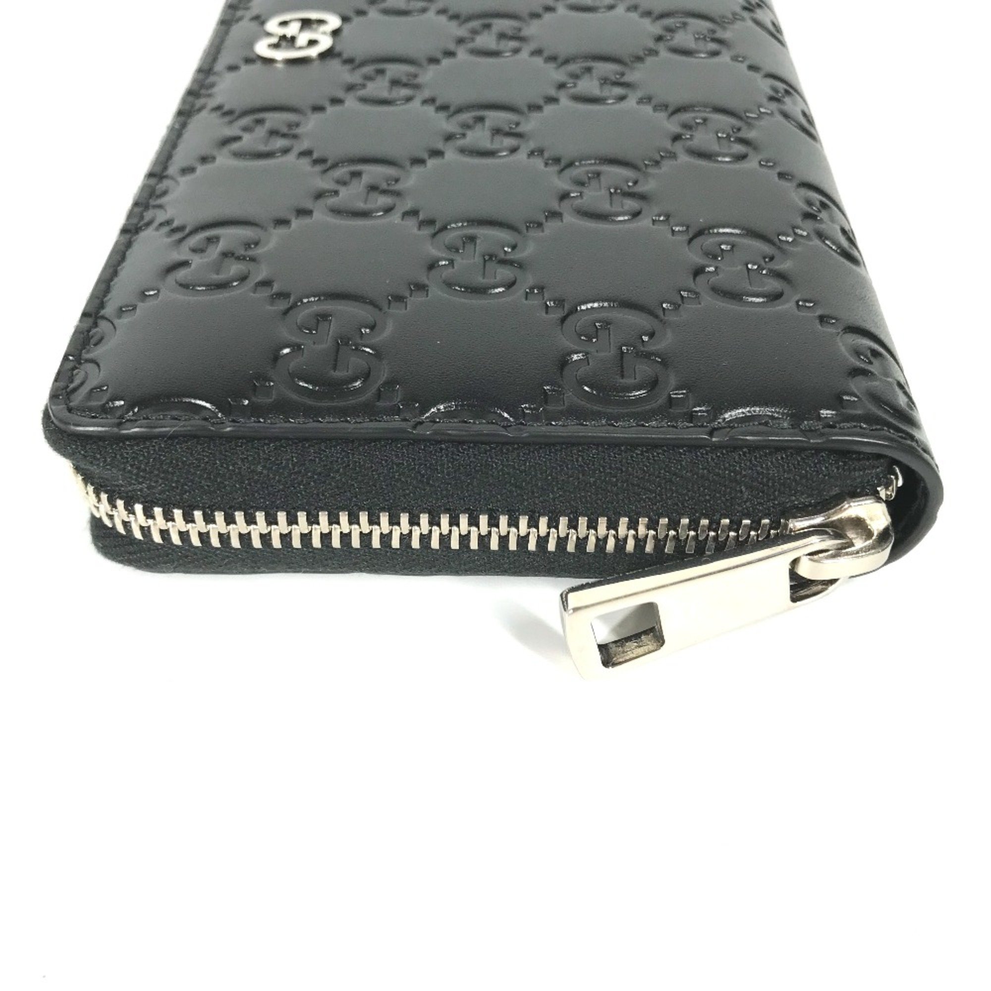 Gucci 473928 GG long wallet Zip Around Long Wallet Black Silver