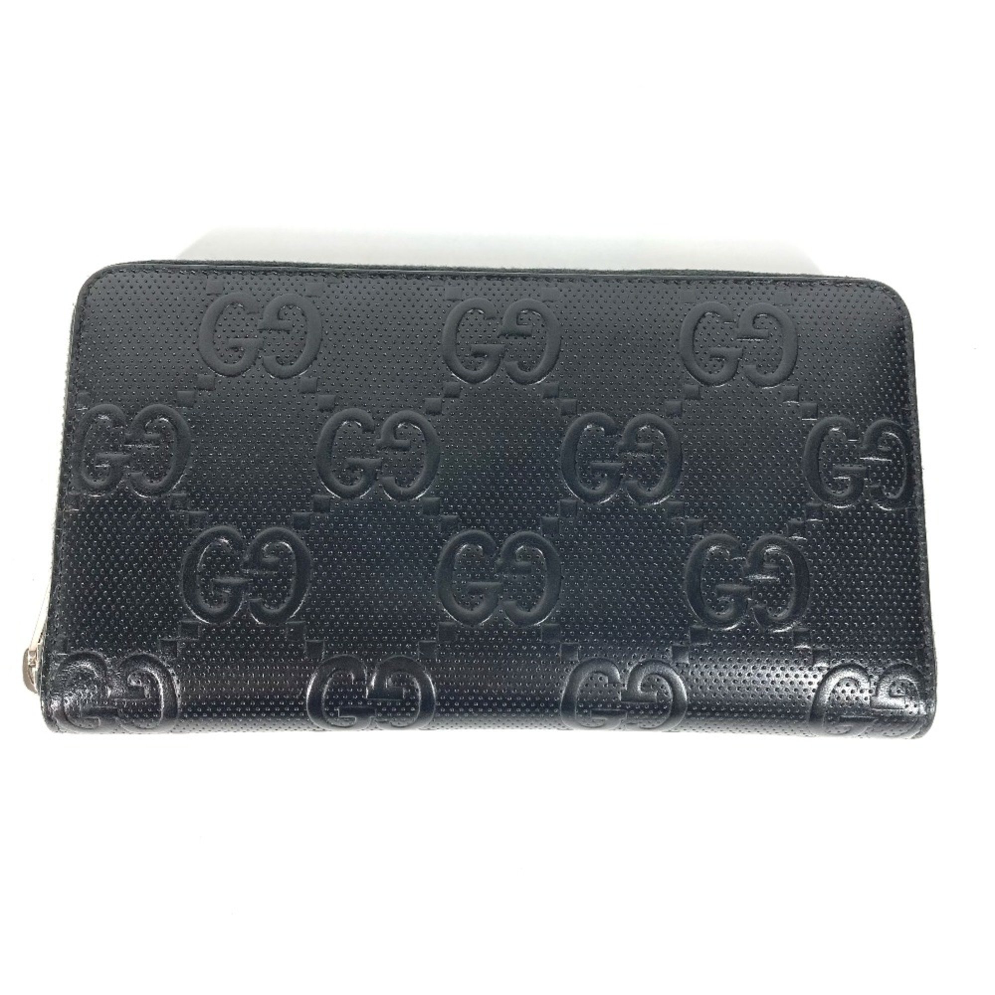 Gucci 625563 GG embossed long wallet Organizer Zip Around Long Wallet Black