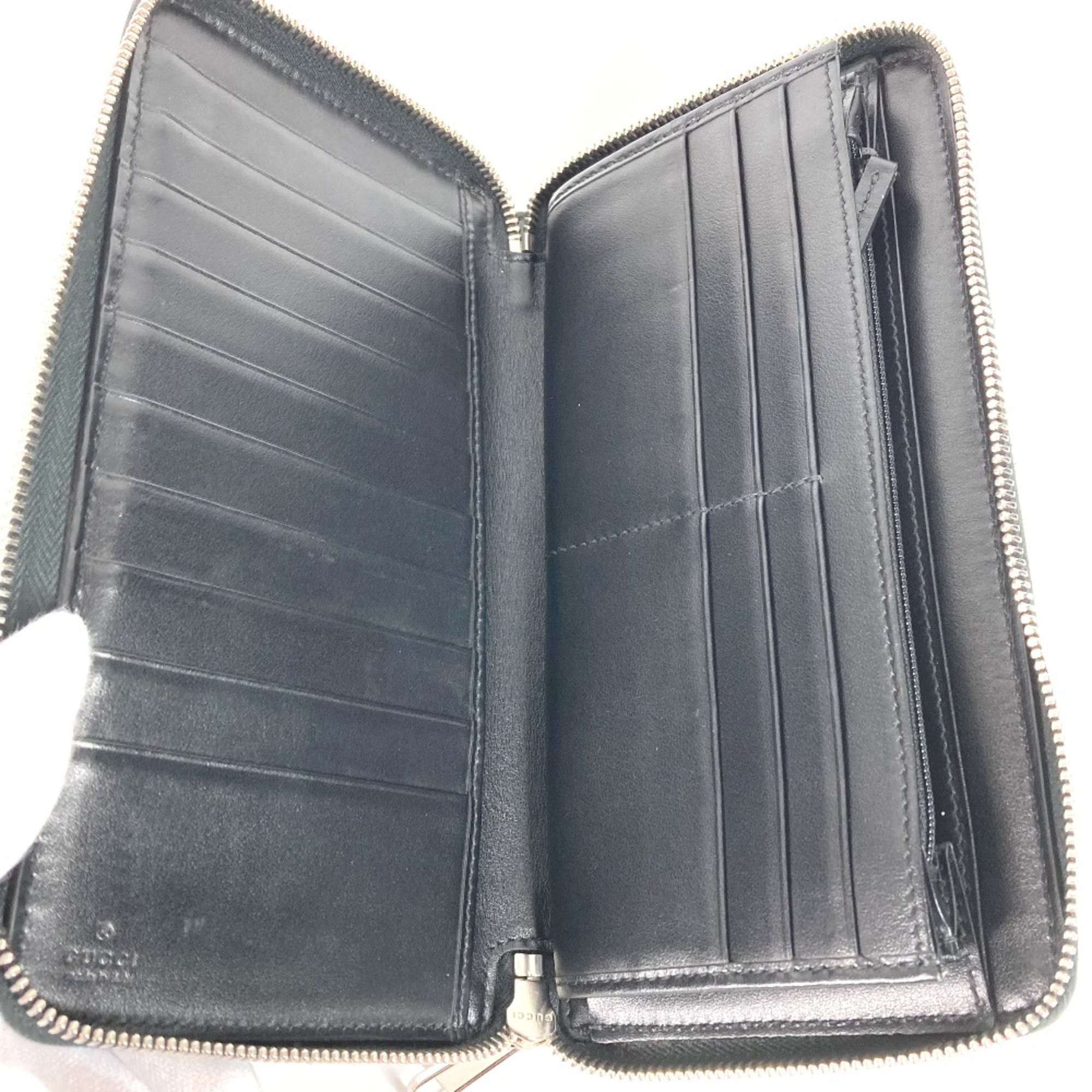 Gucci 625563 GG embossed long wallet Organizer Zip Around Long Wallet Black