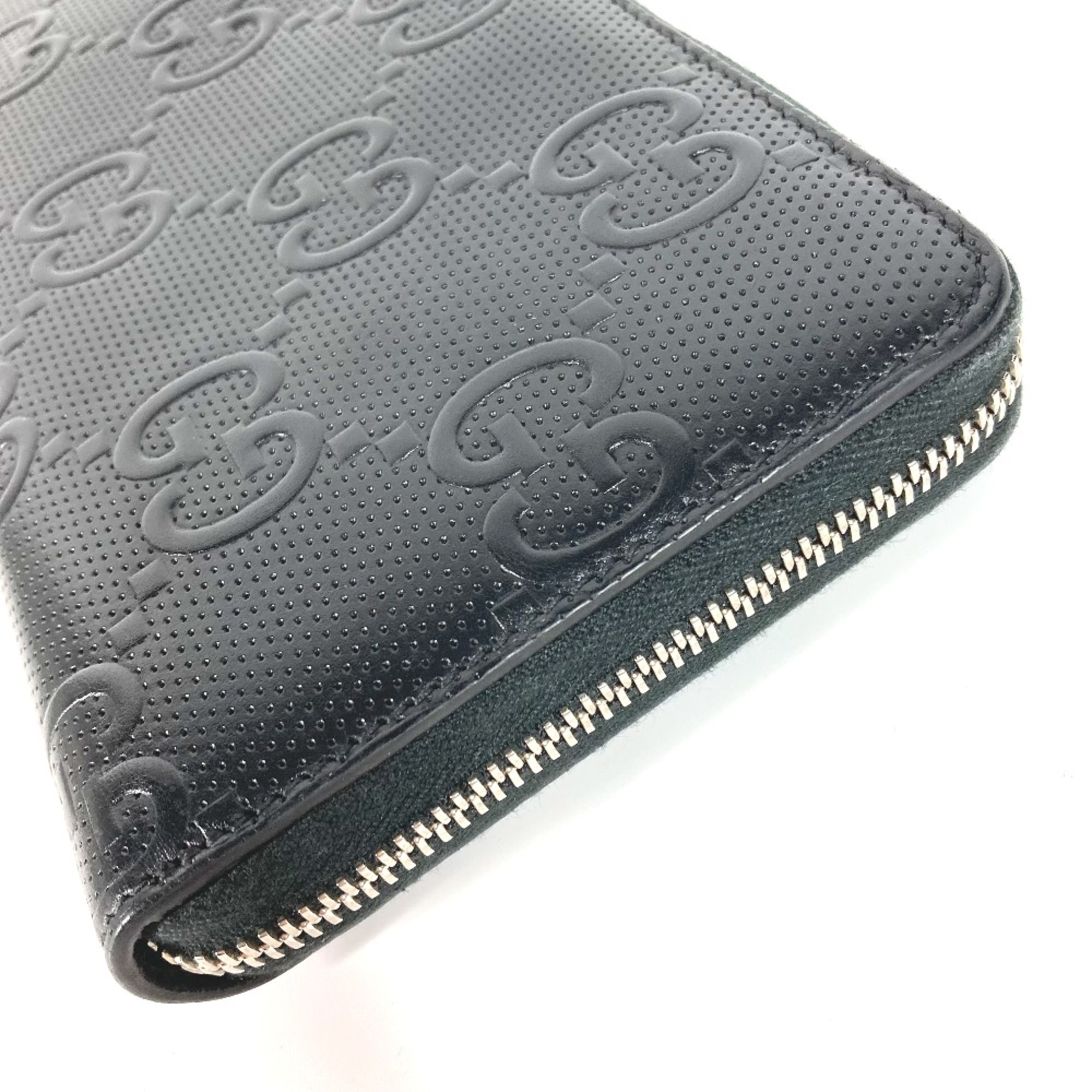 Gucci 625563 GG embossed long wallet Organizer Zip Around Long Wallet Black