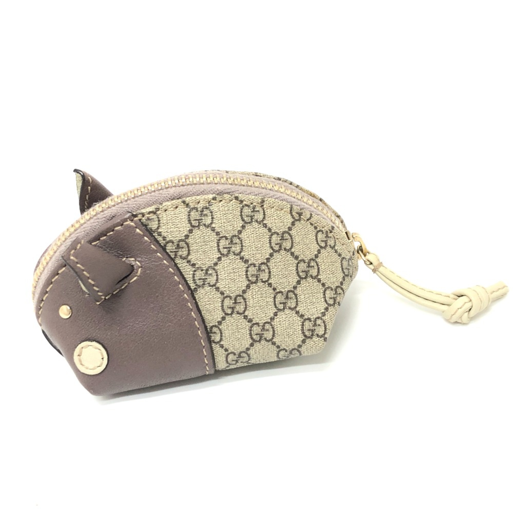 Gucci 256864 GG Pig mini pouch coin purse Brown SilverHardware eLADY Globazone