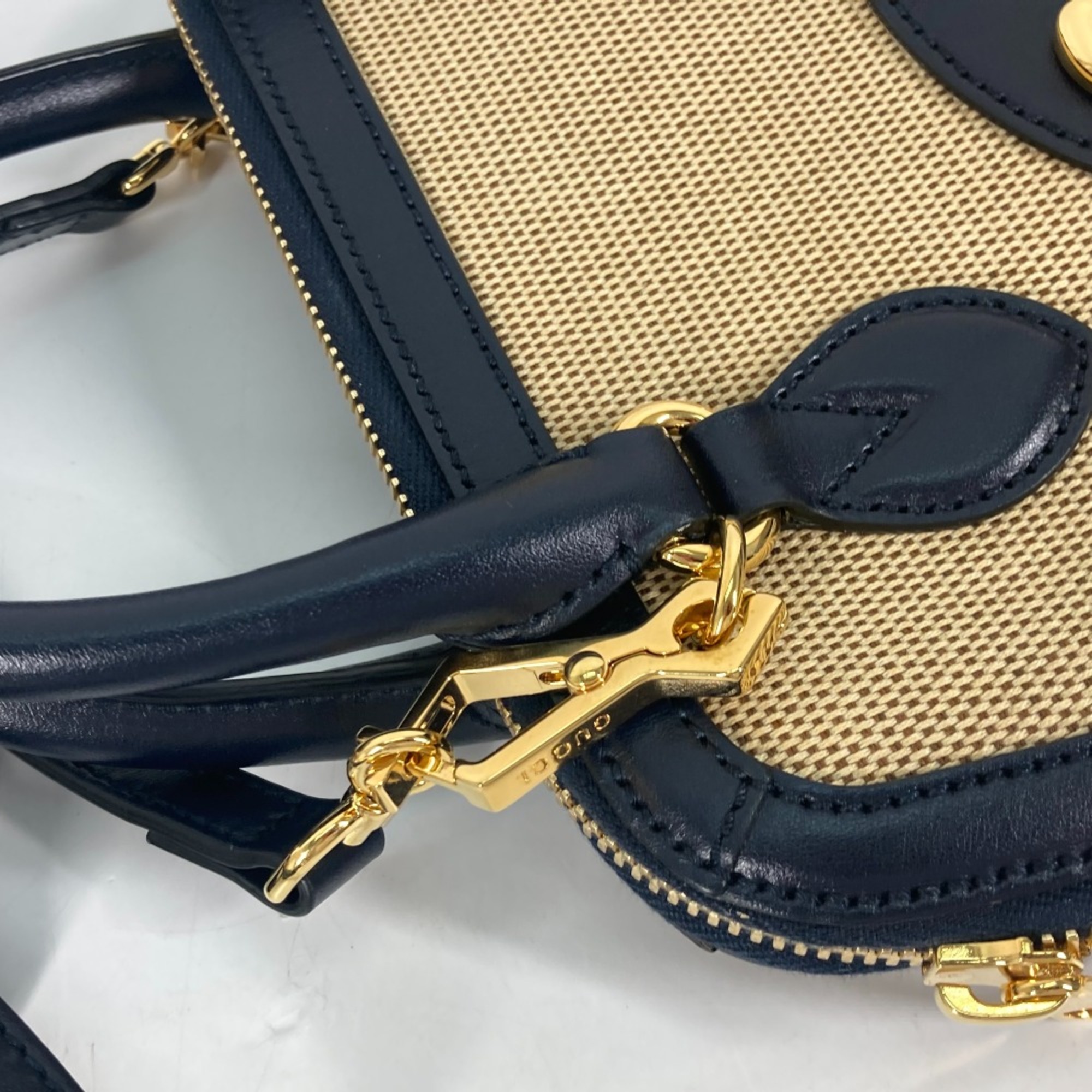 Gucci 621220 Horsebit 1955 2WAY Shoulder Bag Shoulder bag Crossbody Hand Bag Beige x dark navy