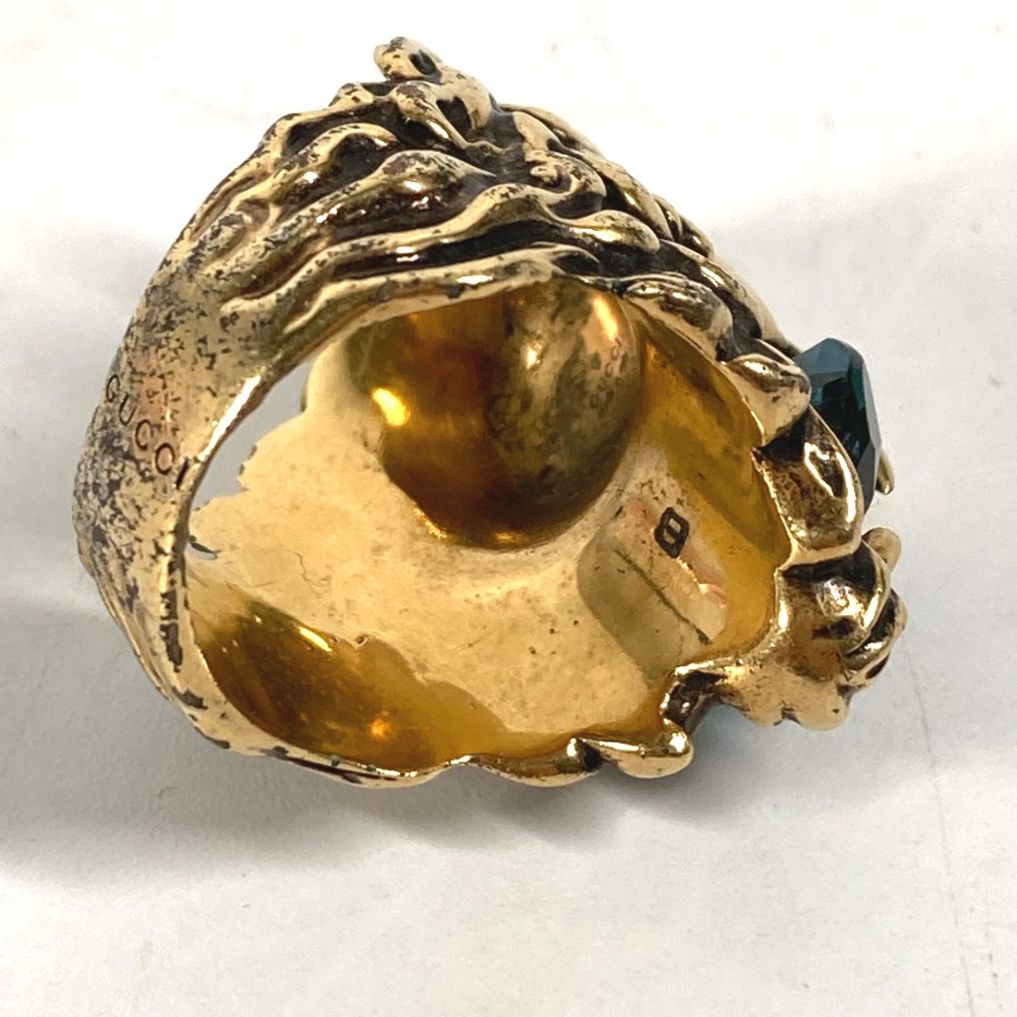 Gucci 402763 Lion Animal Accessories Ring Gold Light blue