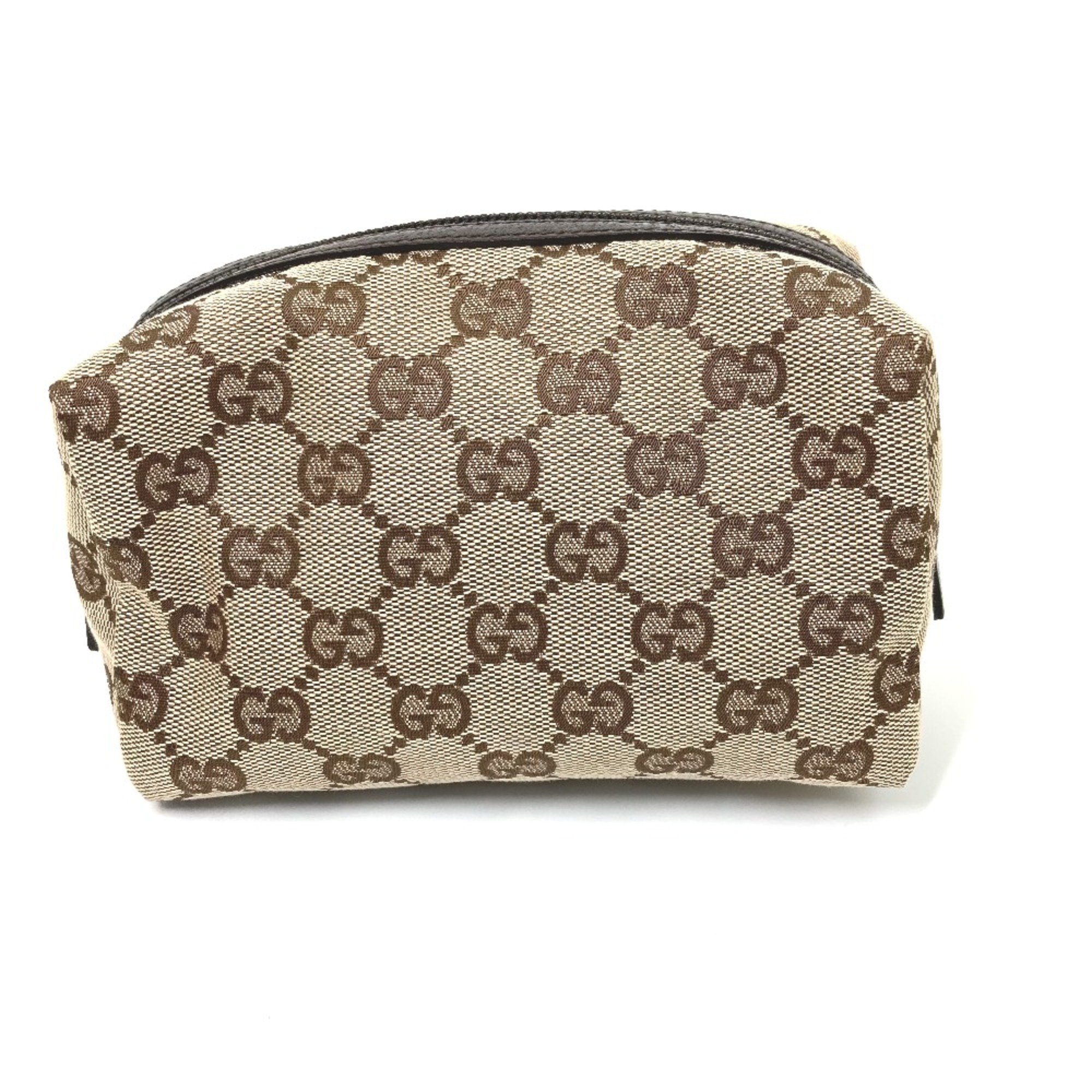 Gucci 29595 Makeup Pouch Cosmetics Pouch Pouch Beige x Dark Brown