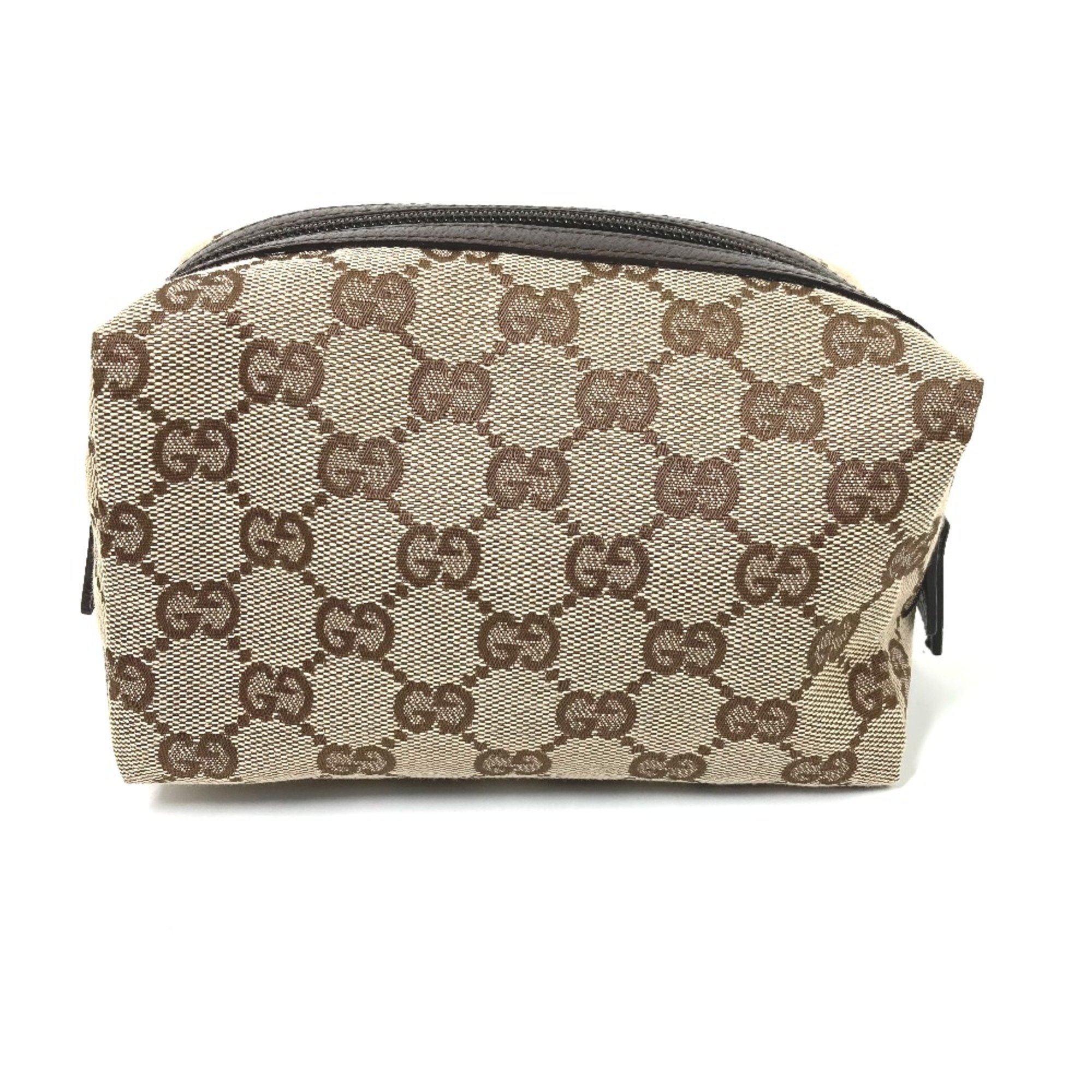 Gucci 29595 Makeup Pouch Cosmetics Pouch Pouch Beige x Dark Brown