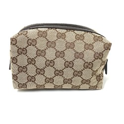 Gucci 29595 Makeup Pouch Cosmetics Pouch Pouch Beige x Dark Brown