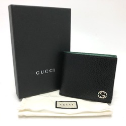 Gucci 610466 Interlocking G Folded wallet Black SilverHardware