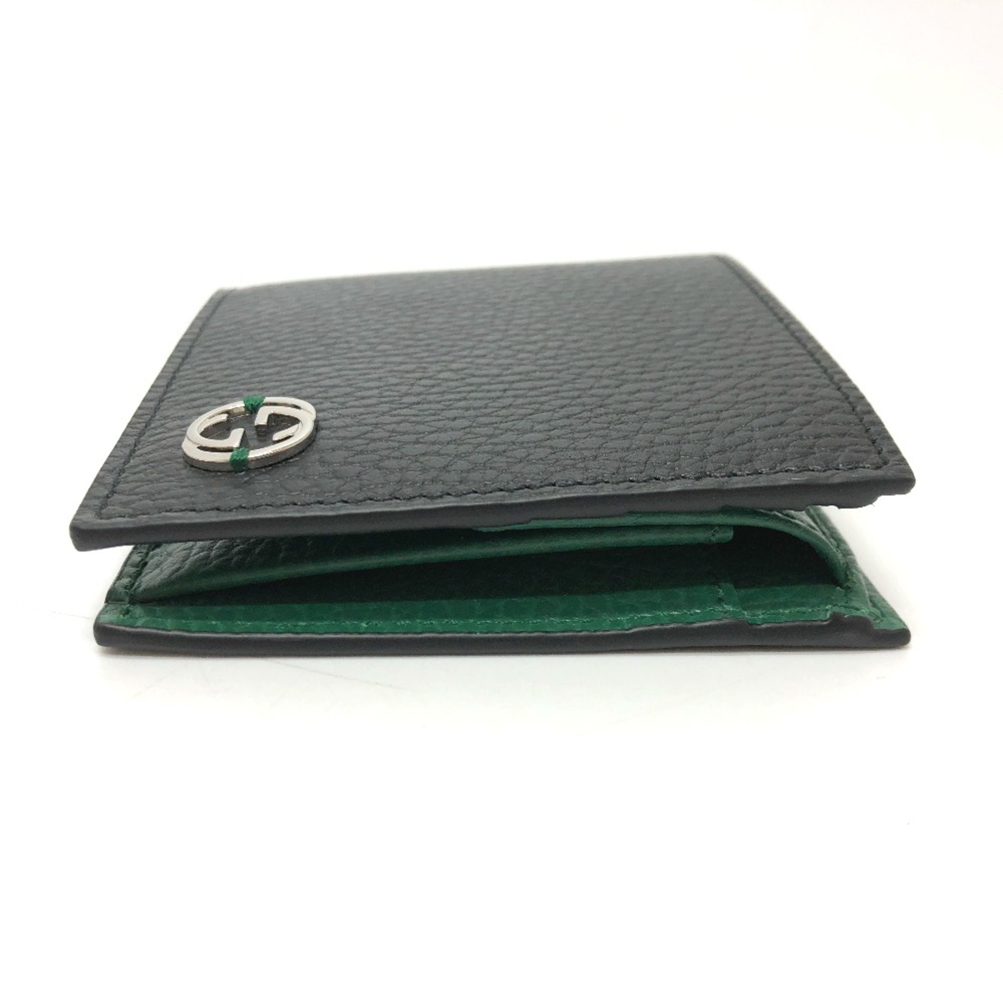 Gucci 610466 Interlocking G Folded wallet Black SilverHardware