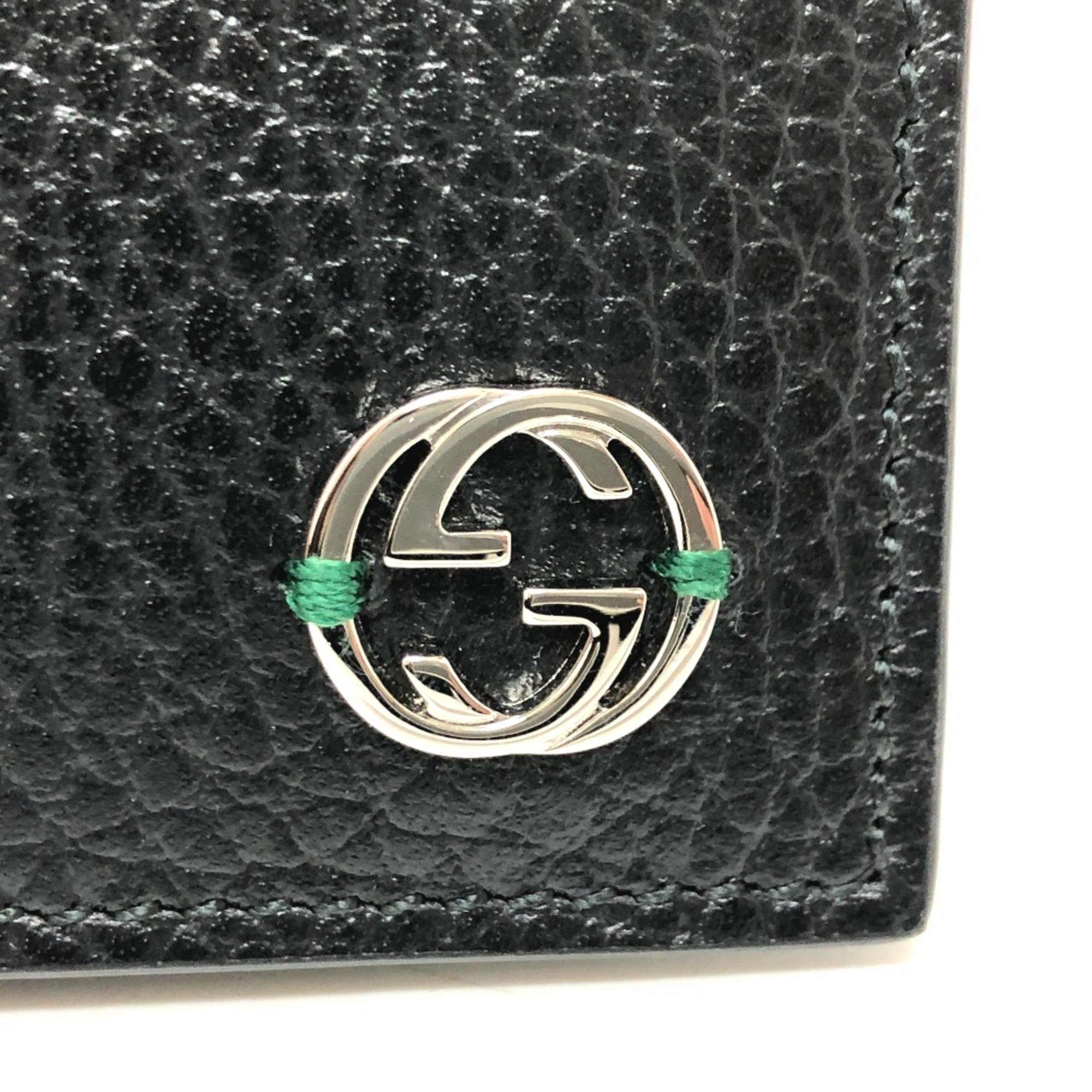 Gucci 610466 Interlocking G Folded wallet Black SilverHardware