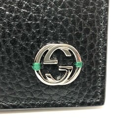 Gucci 610466 Interlocking G Folded wallet Black SilverHardware