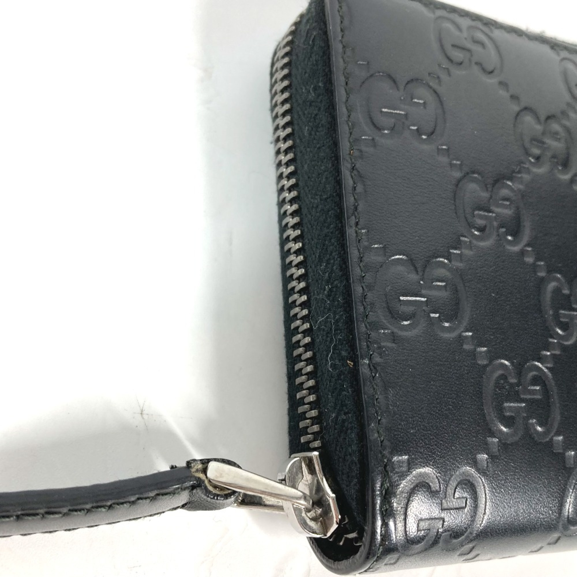 Gucci 307987 Guccissima GG Zip Around Long Wallet Black