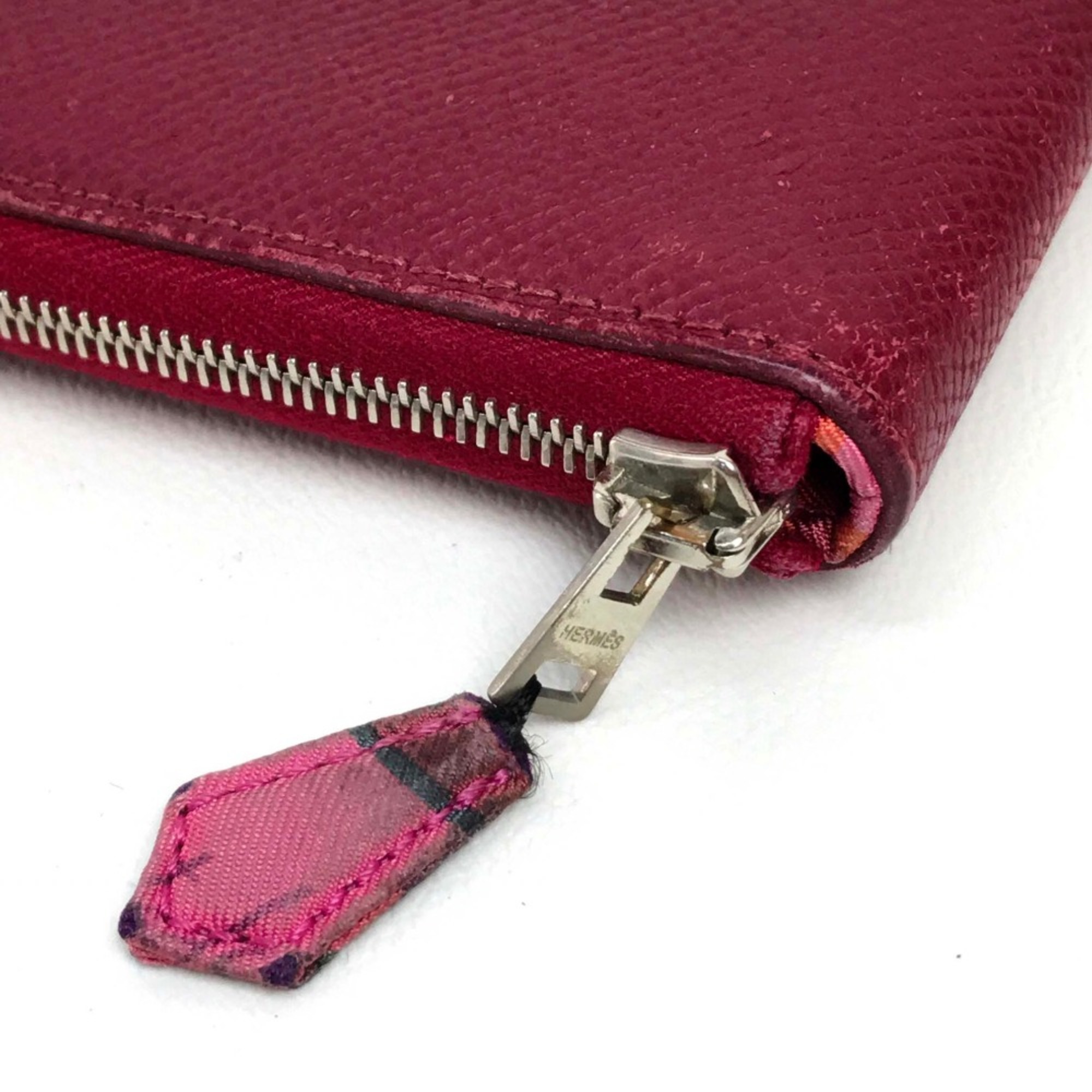 Hermes Silk-In Zip Around Long Wallet Ruby