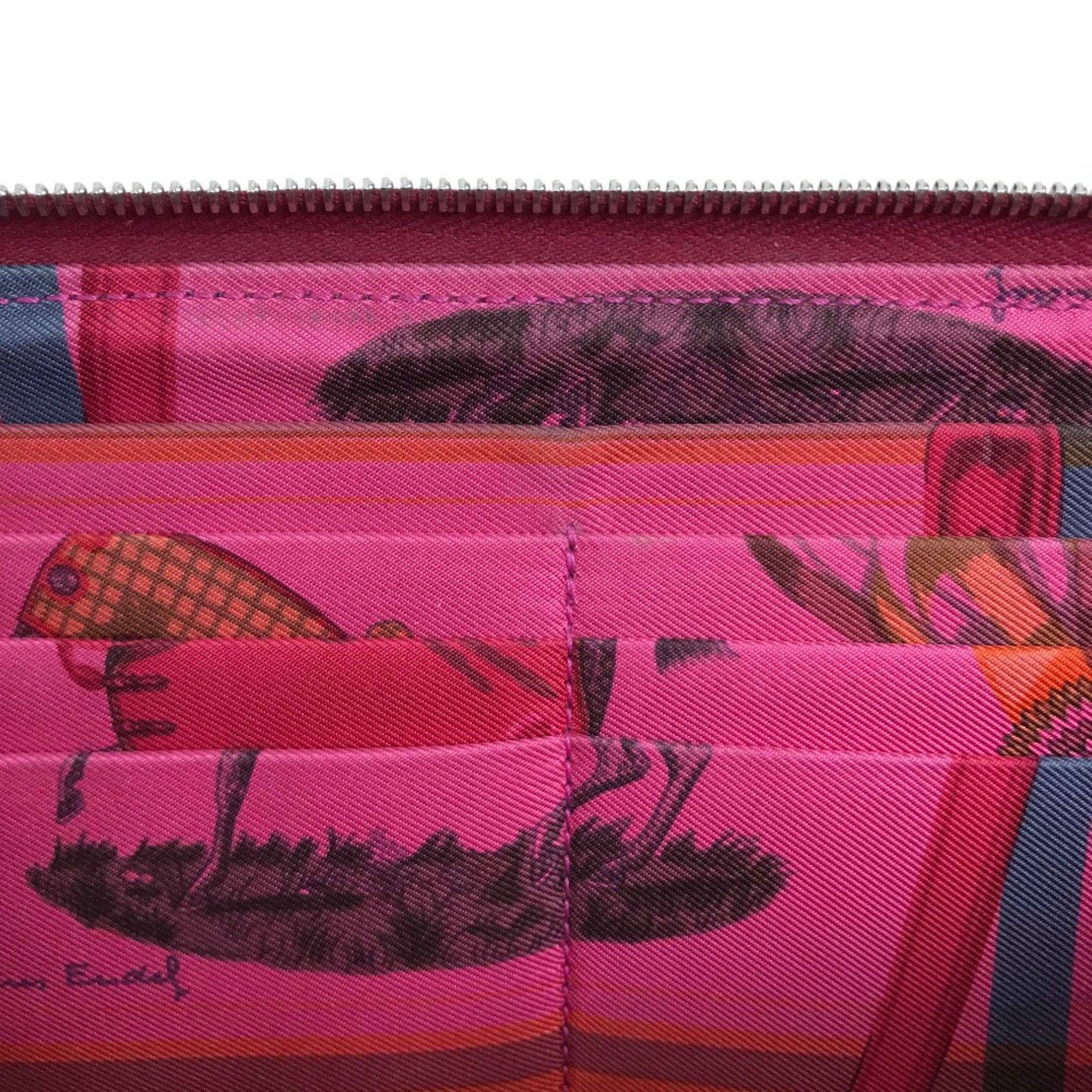 Hermes Silk-In Zip Around Long Wallet Ruby