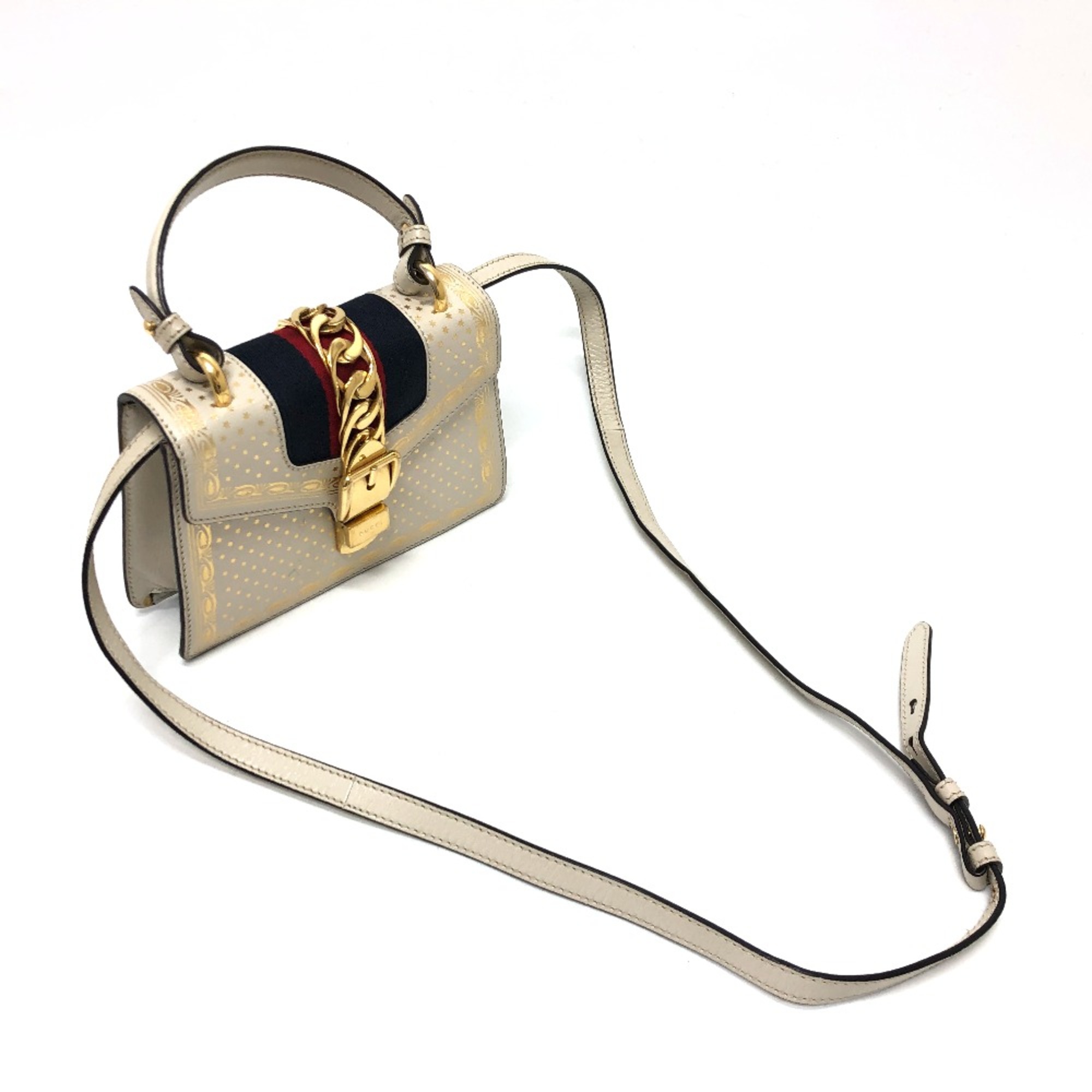 Gucci 470270 2WAY Bag Bag Hand Bag Shoulder Bag White Lining Blue/GoldHardware