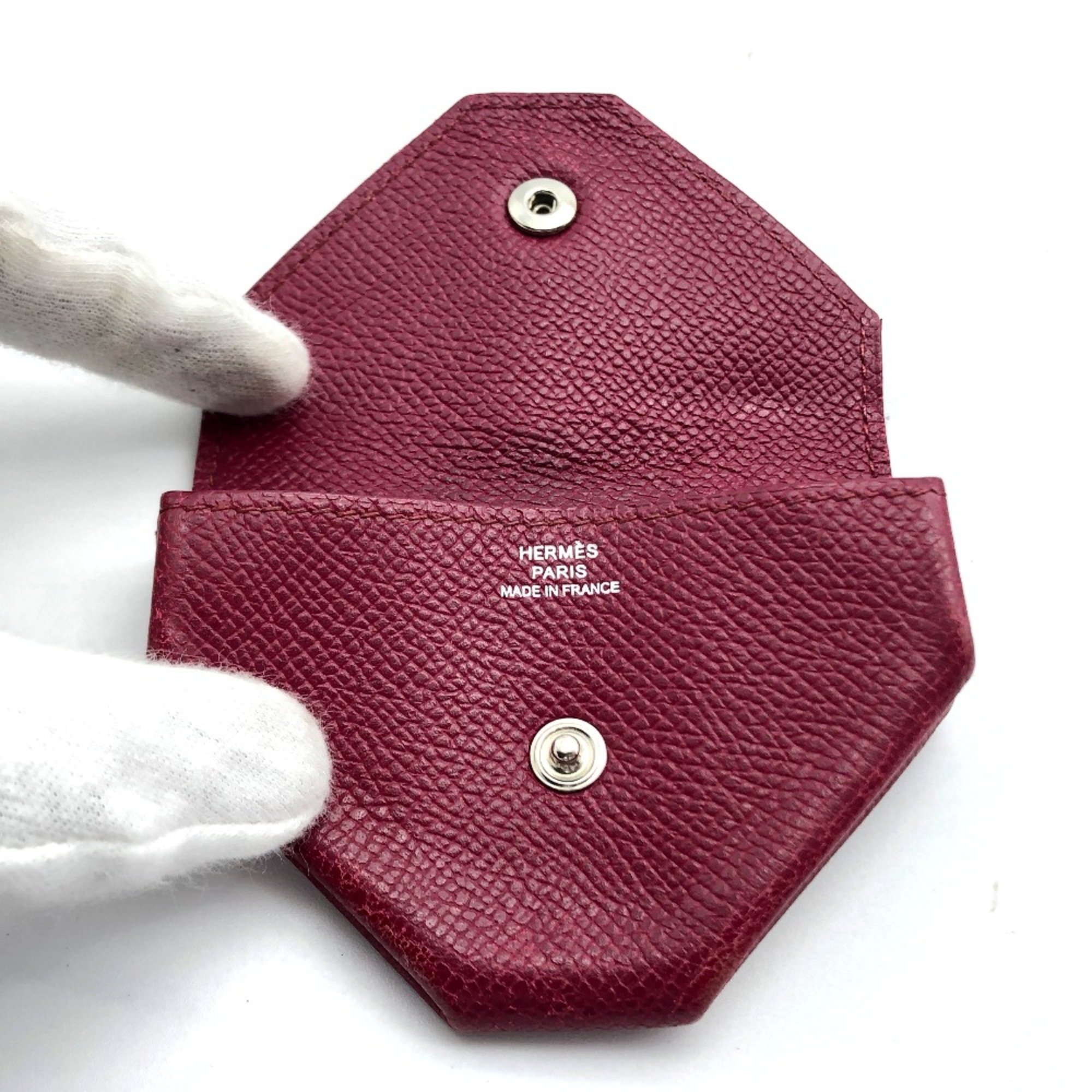 Hermes Coin Compartment Wallet coin purse Rouge Ash [estimated] Bordeaux Based x SilverHardware