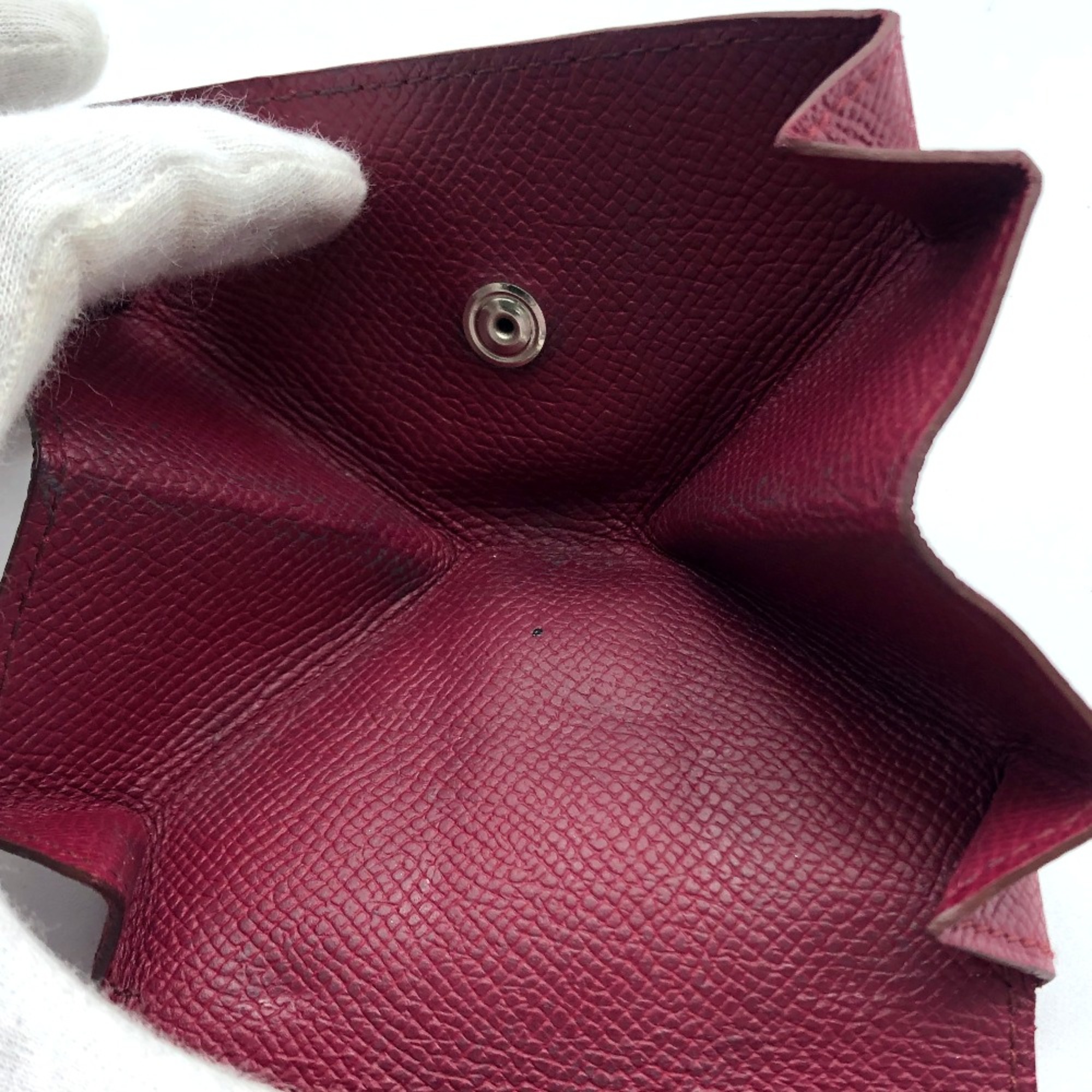 Hermes Coin Compartment Wallet coin purse Rouge Ash [estimated] Bordeaux Based x SilverHardware