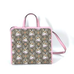 Gucci 630542 Children's Rabbit 2WAY Hand Bag Shoulder Bag Tote Bag Beige x Pink