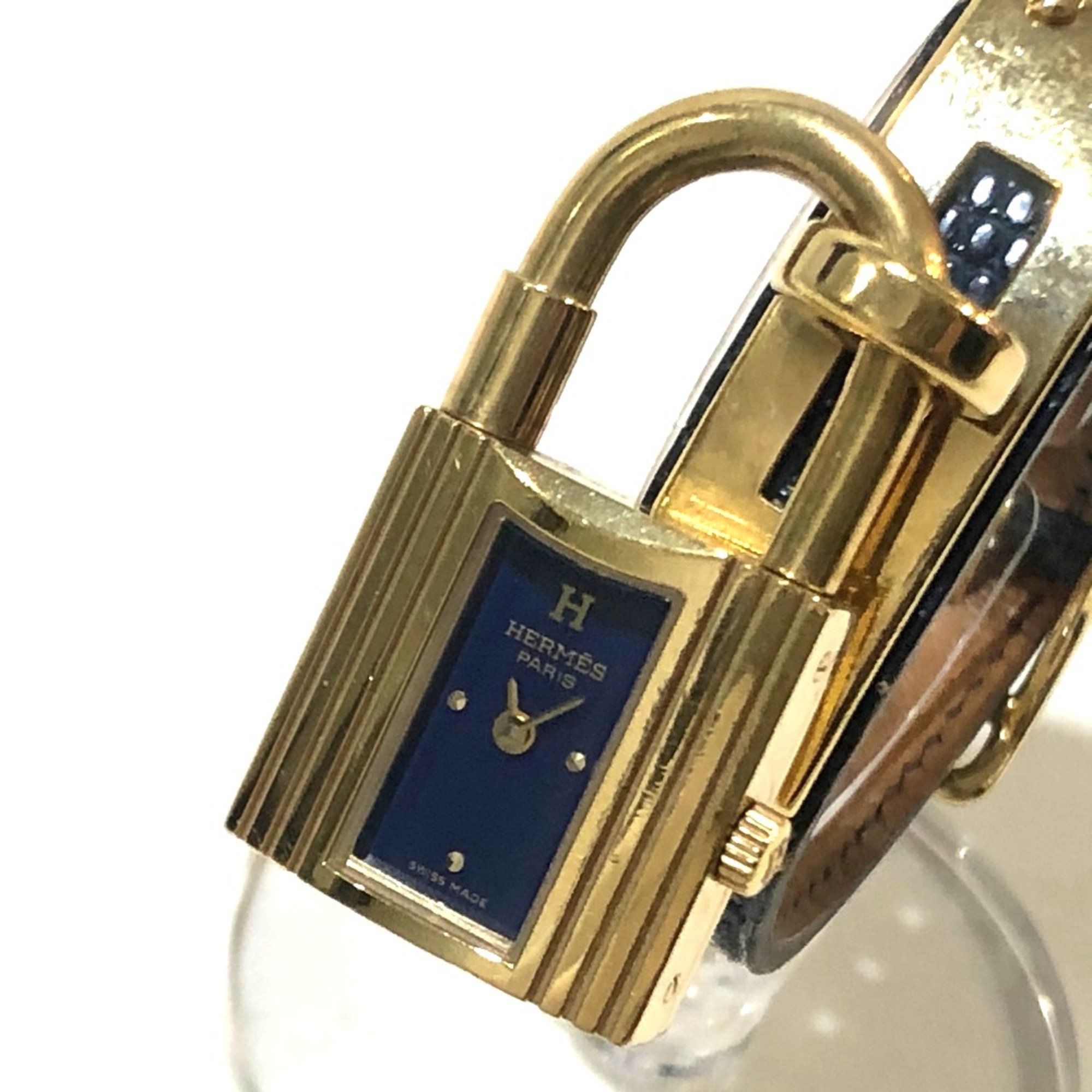 Hermes Cadena watch Quartz Wristwatch blue Blue Based x Gold Hardware