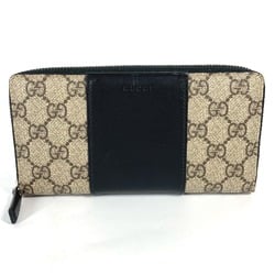 Gucci 451249 GG Supreme Zip Around Long Wallet Beige Black