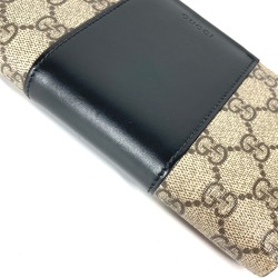 Gucci 451249 GG Supreme Zip Around Long Wallet Beige Black