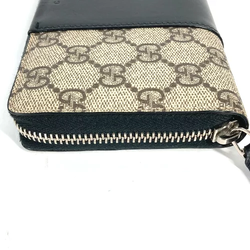 Gucci 451249 GG Supreme Zip Around Long Wallet Beige Black