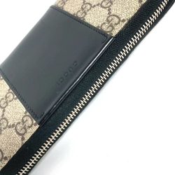 Gucci 451249 GG Supreme Zip Around Long Wallet Beige Black