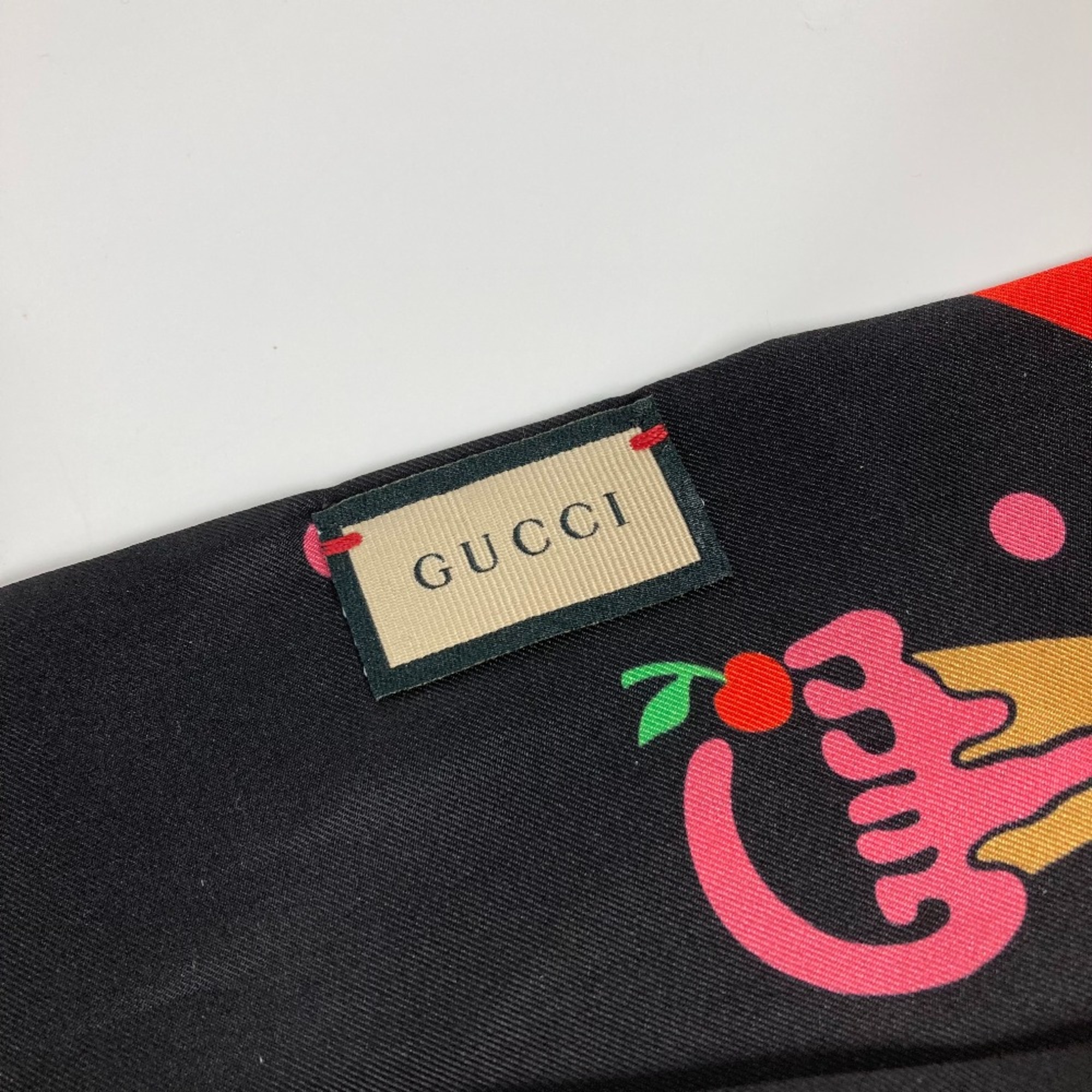 Gucci 732840 BandeauScarf Scarf Black x Red