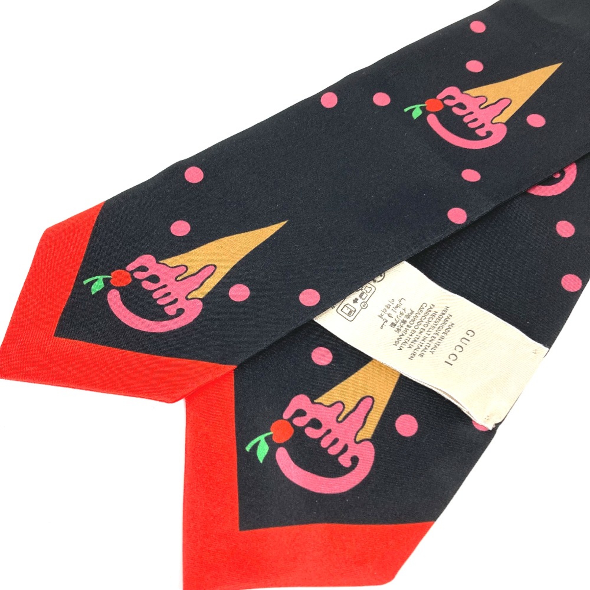 Gucci 732840 BandeauScarf Scarf Black x Red