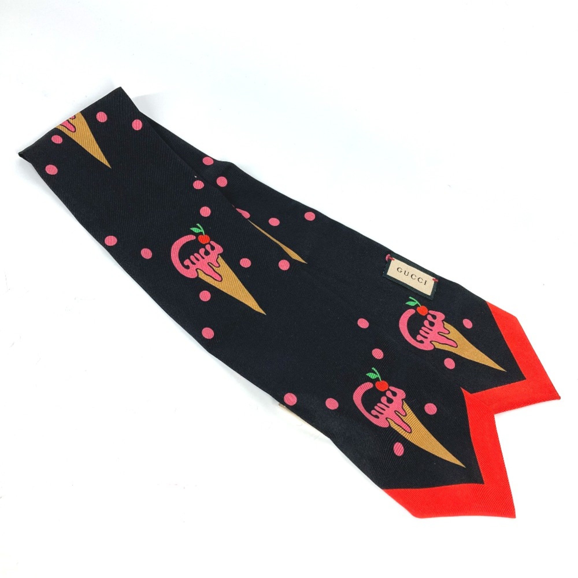 Gucci 732840 BandeauScarf Scarf Black x Red