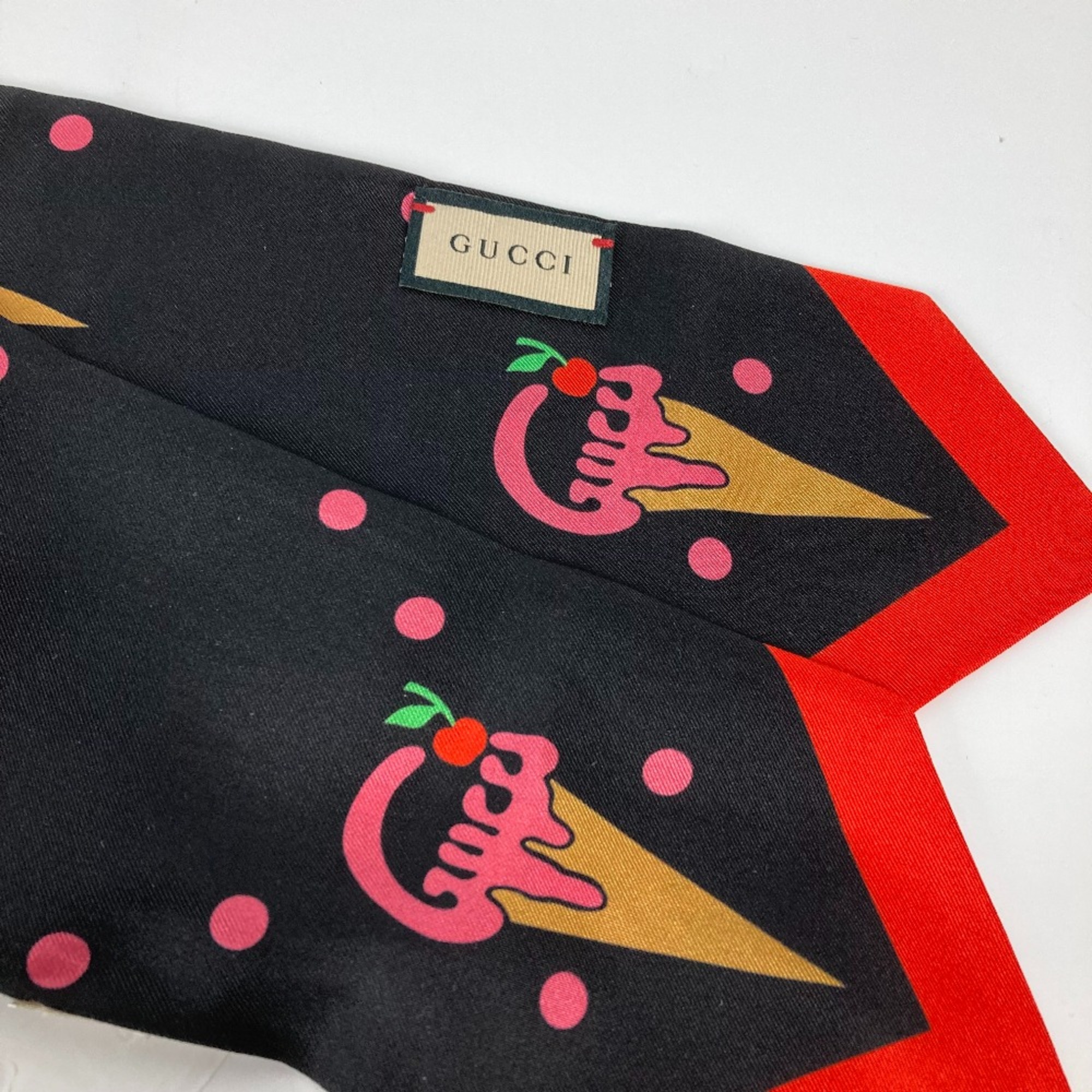 Gucci 732840 BandeauScarf Scarf Black x Red