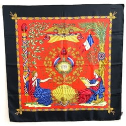 Hermes Carre90 1789 In commemoration of the French Revolution Scarf Black x Red