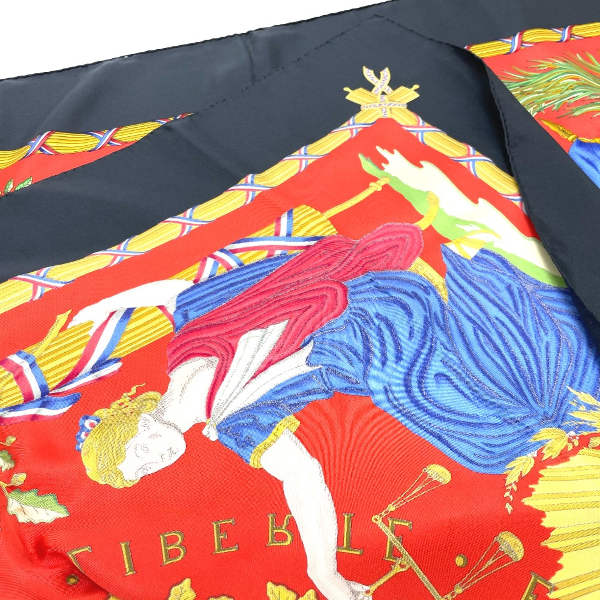 Hermes Carre90 1789 In commemoration of the French Revolution Scarf Black x Red