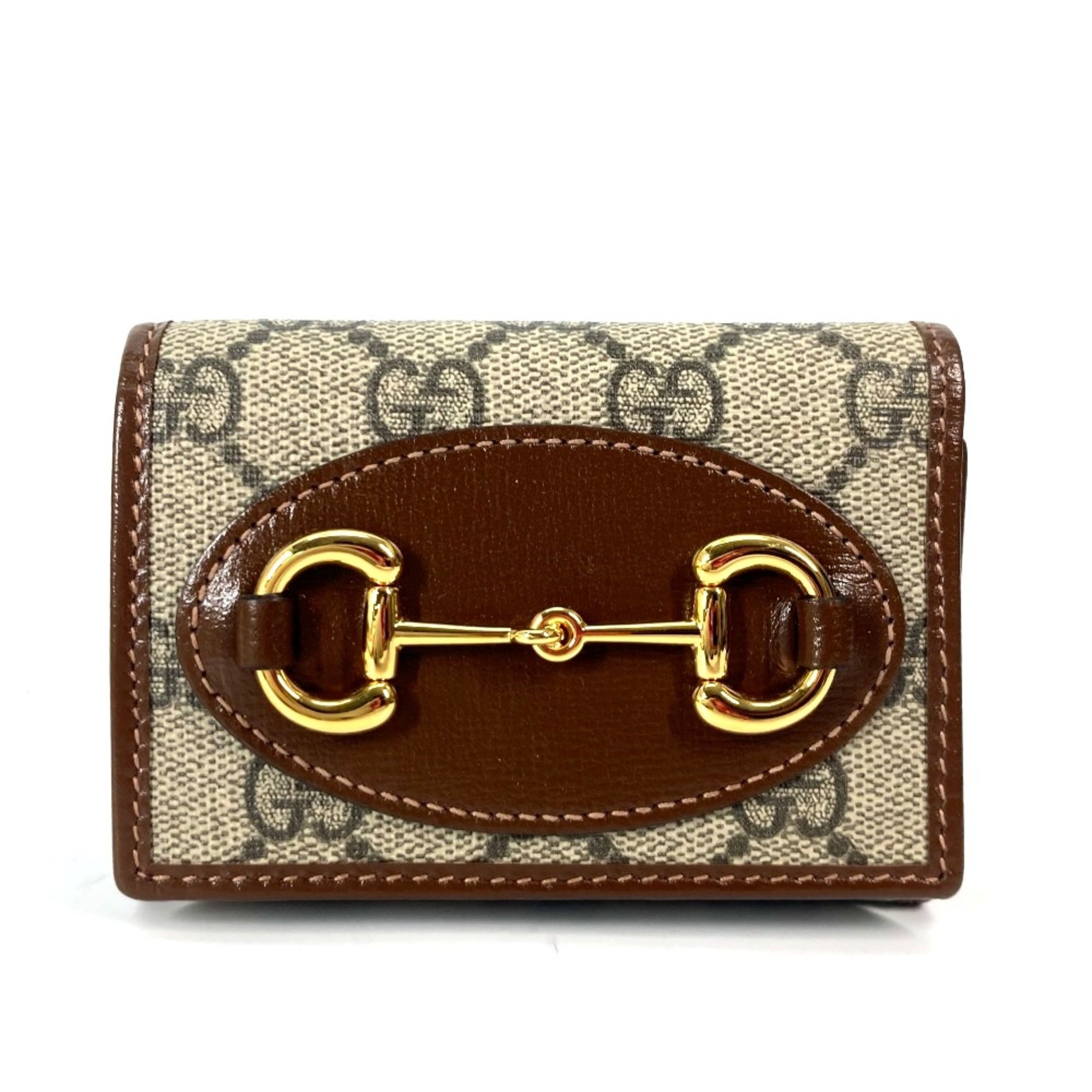 Gucci 644462 GG Supreme Compact Walette Trifold wallet Beige Brown