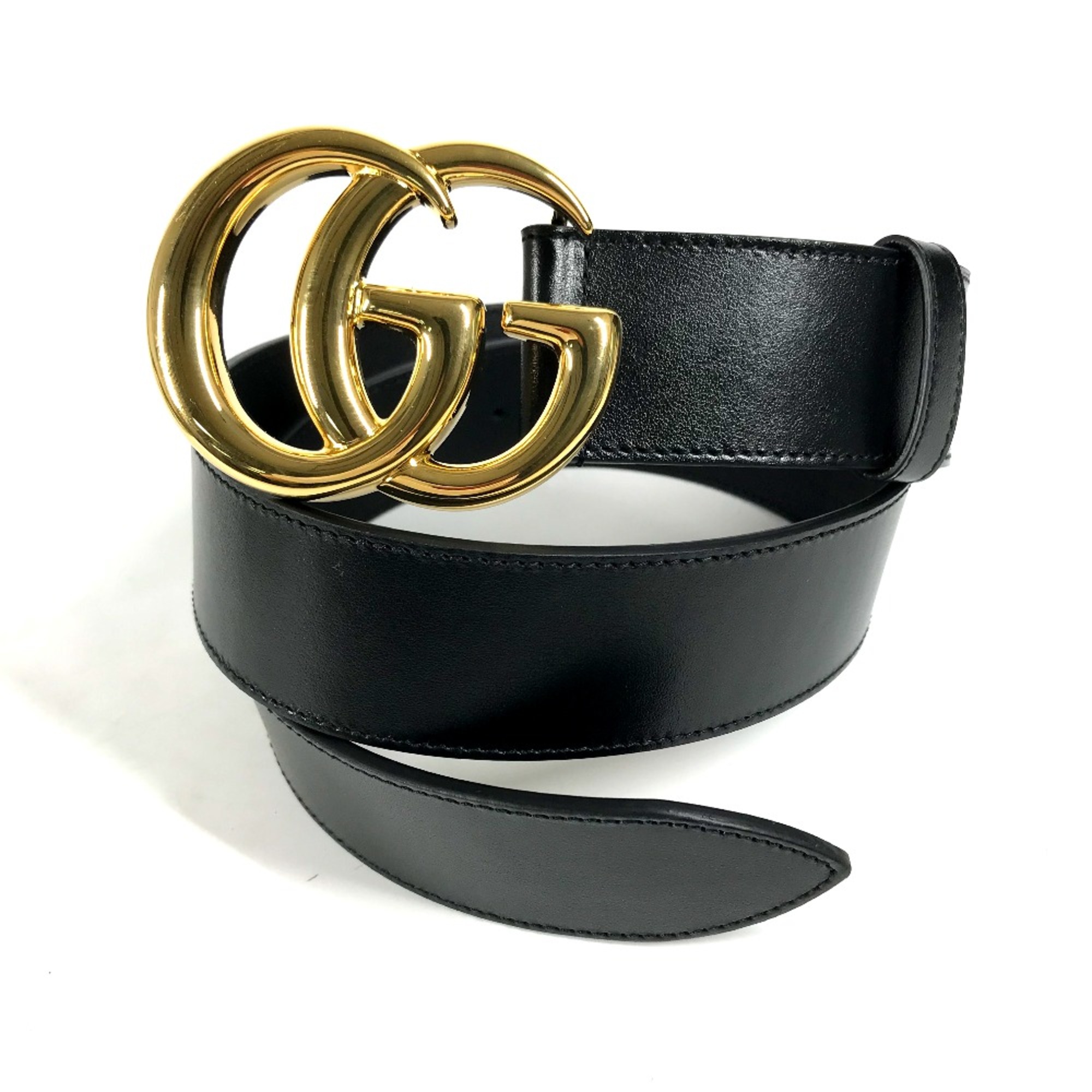 Gucci 406831 GG Marmont GG Buckle Men's belt Black x Gold