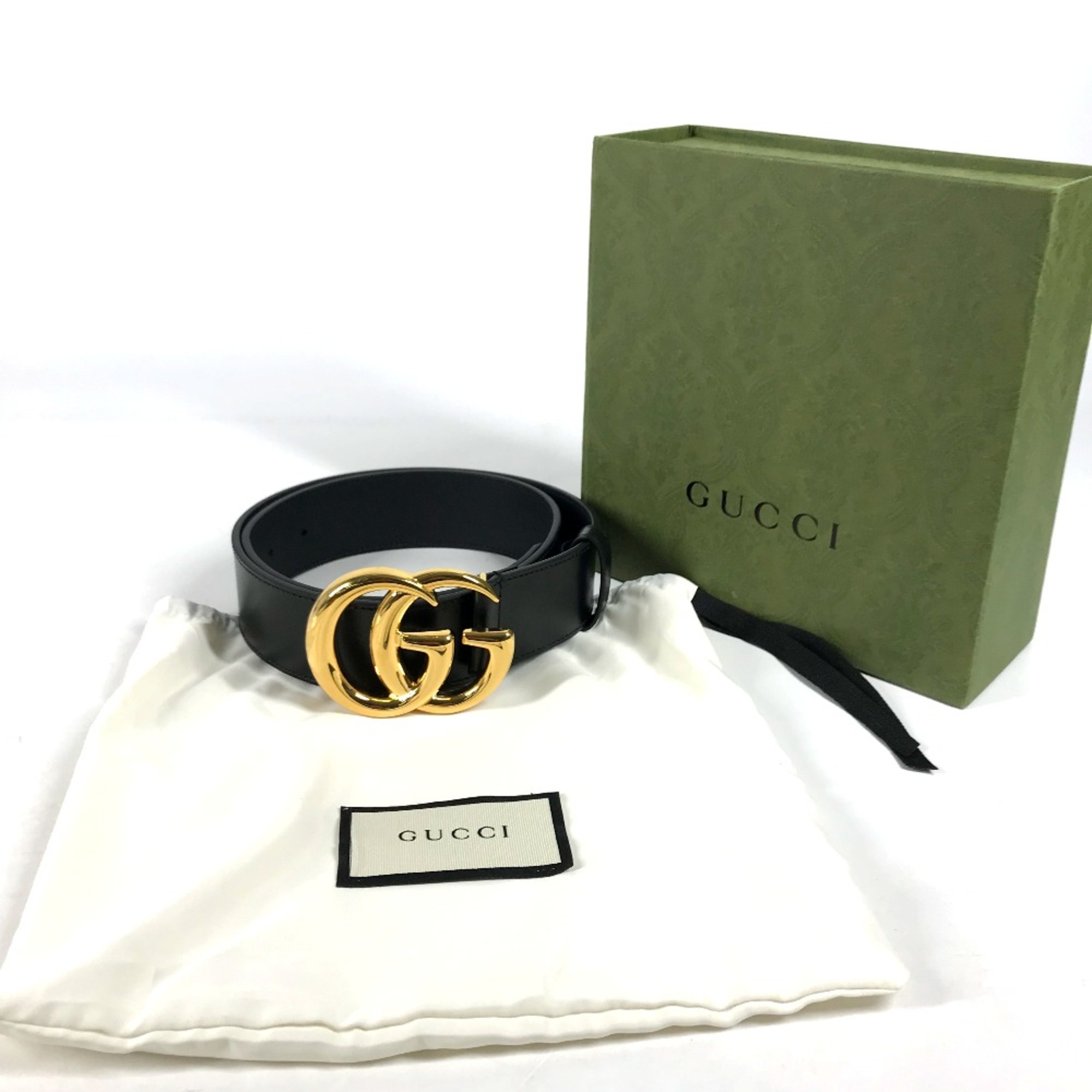 Gucci 406831 GG Marmont GG Buckle Men's belt Black x Gold