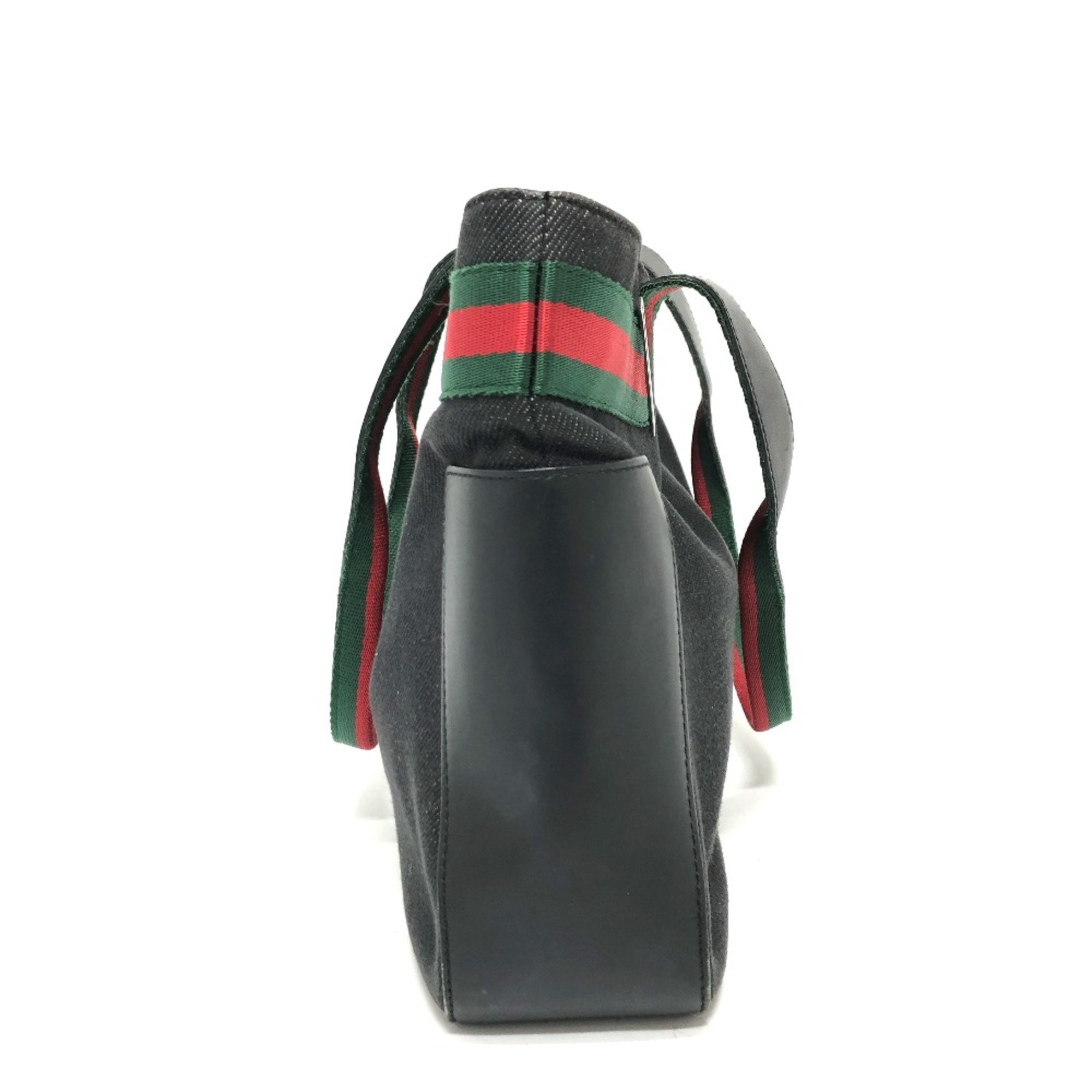 Gucci 73983 Tote Bag Hand Bag Black Green/Red/SilverHardware