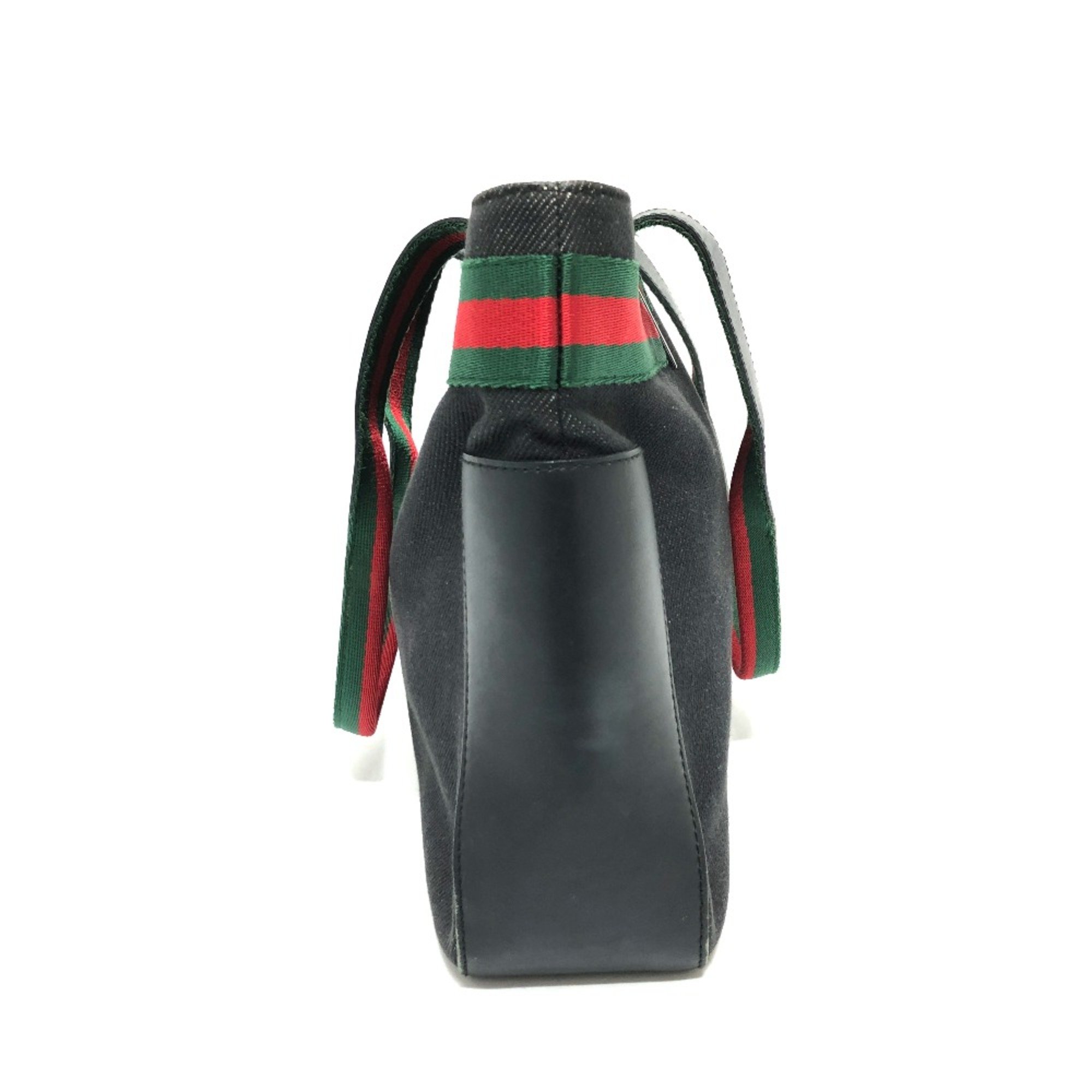 Gucci 73983 Tote Bag Hand Bag Black Green/Red/SilverHardware