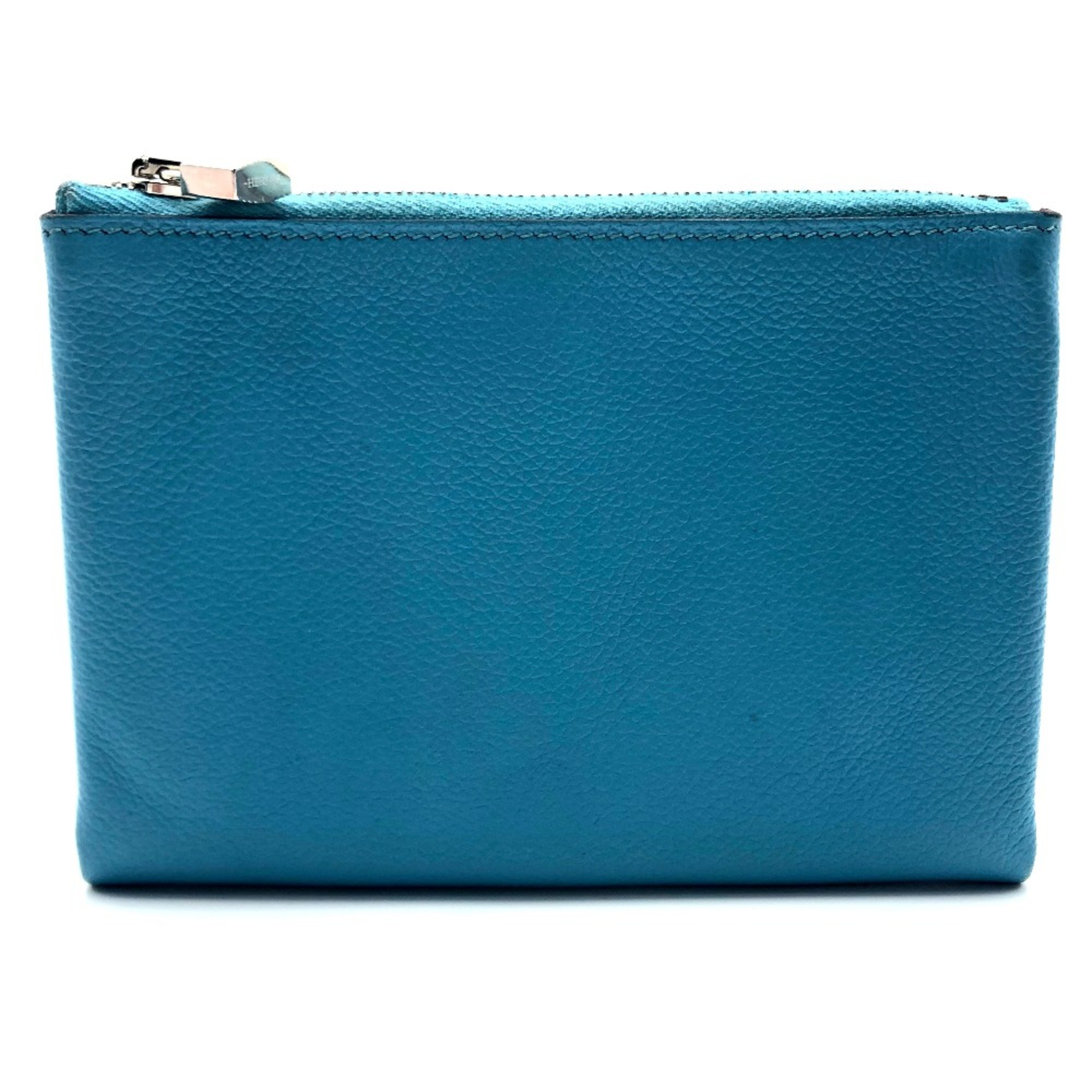 Hermes flat Cosmetics Pouch Pouch Brunol (estimated) blue