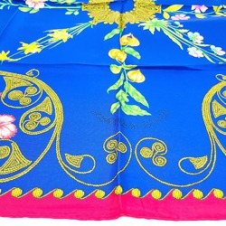 Hermes Flower pattern Carre90 Scarf Navy