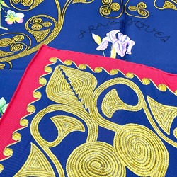 Hermes Flower pattern Carre90 Scarf Navy