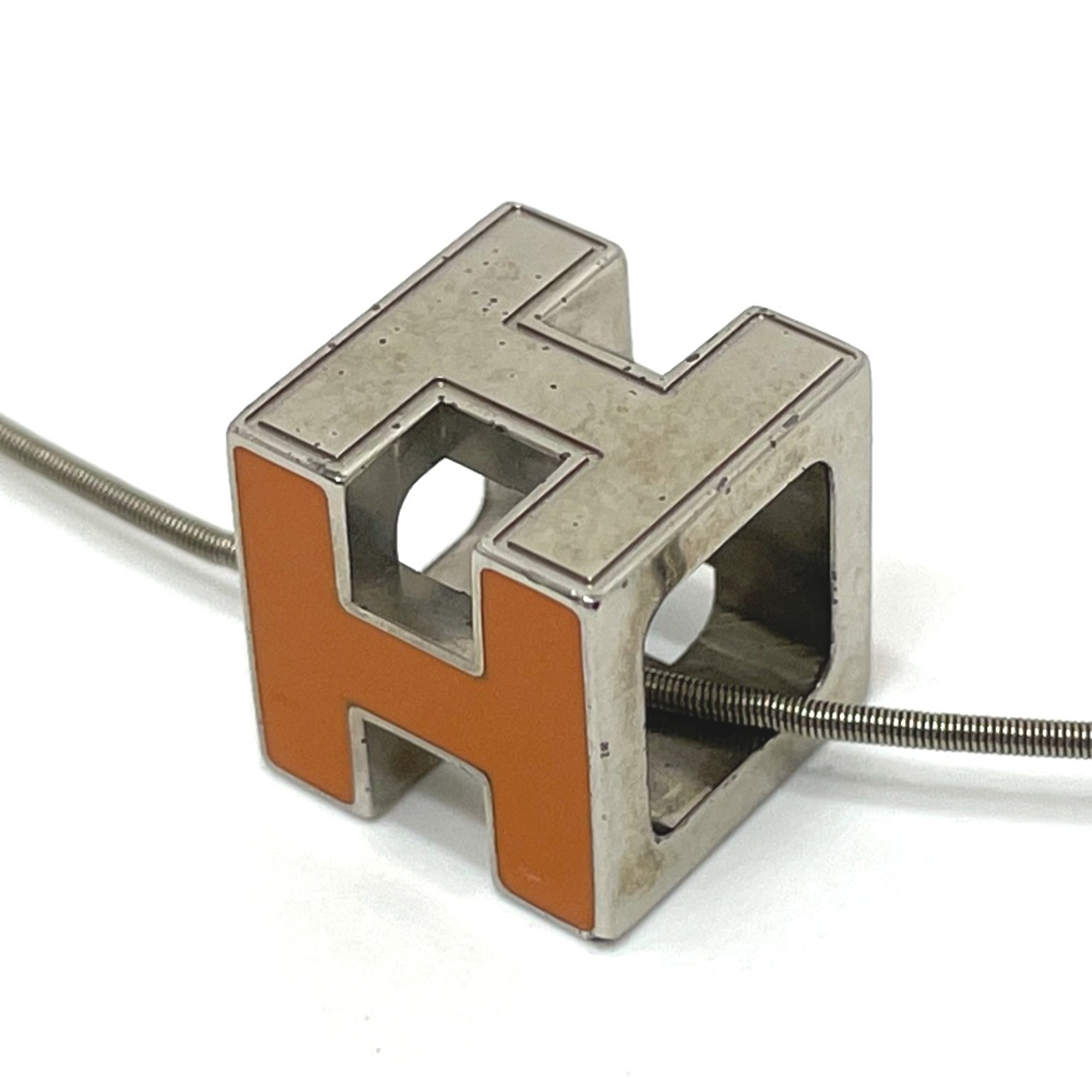 Hermes H cube Necklace Orange x Silver