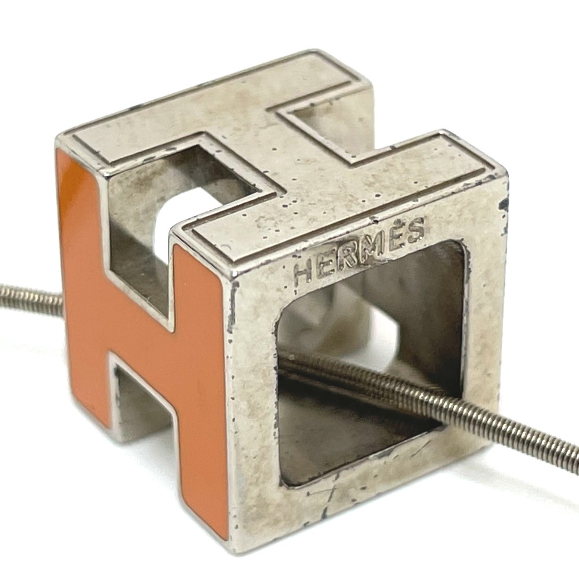 Hermes H cube Necklace Orange x Silver