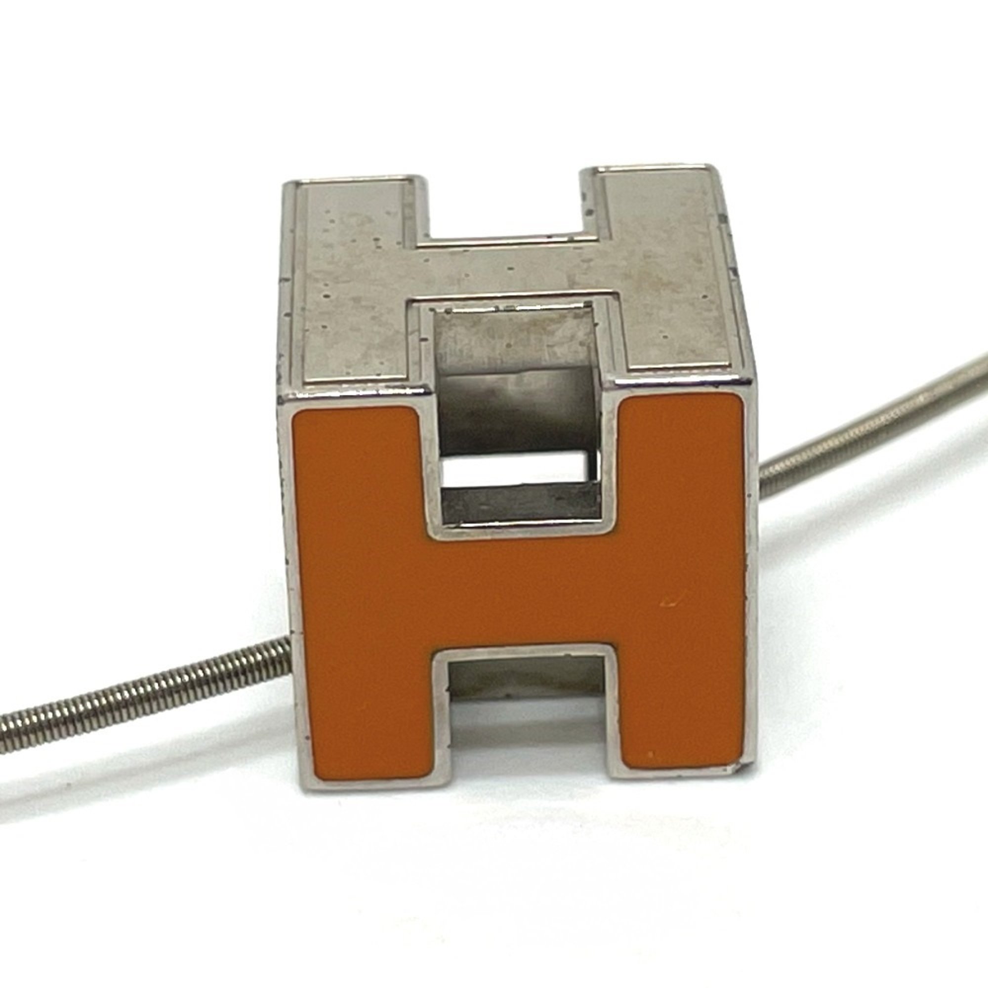 Hermes H cube Necklace Orange x Silver