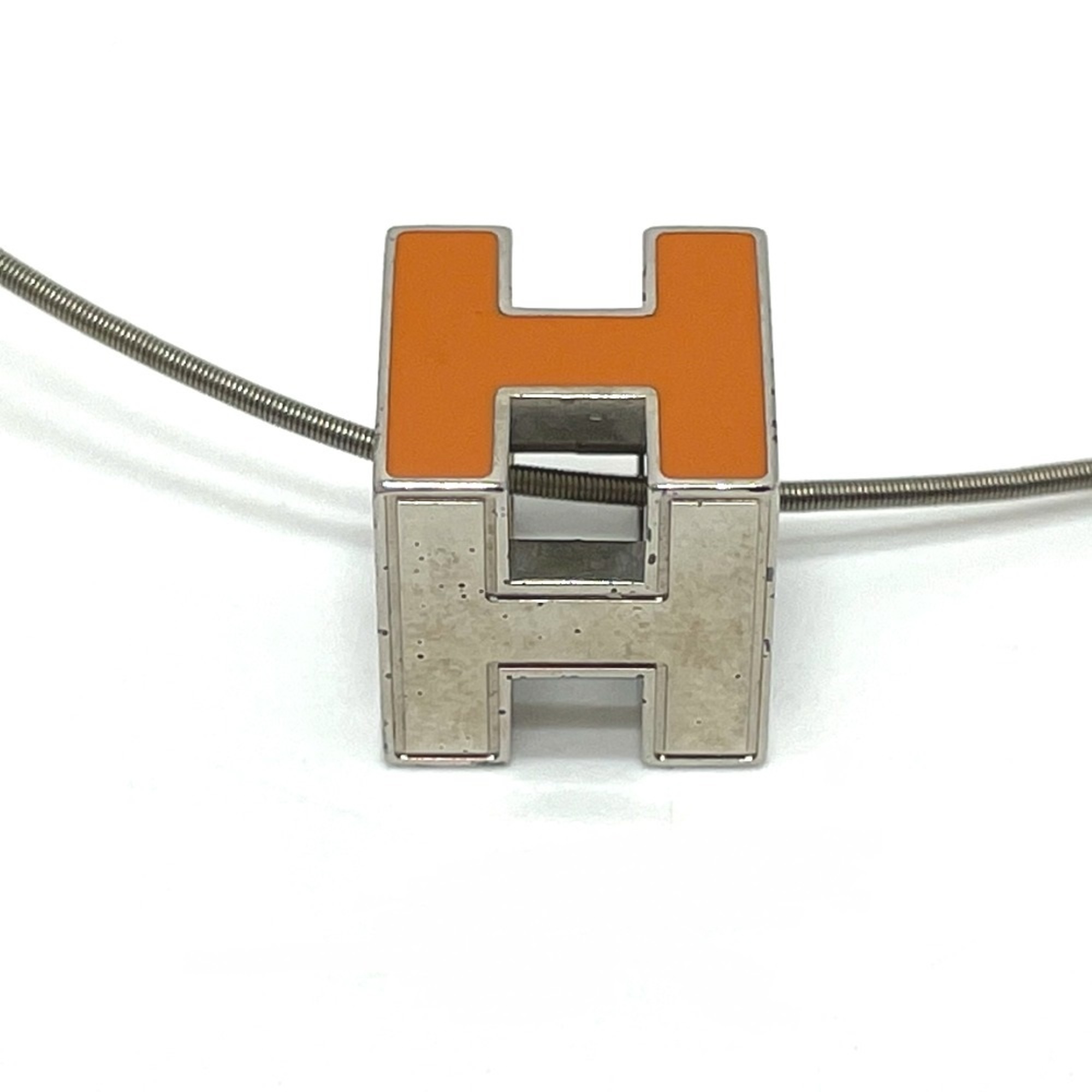 Hermes H cube Necklace Orange x Silver