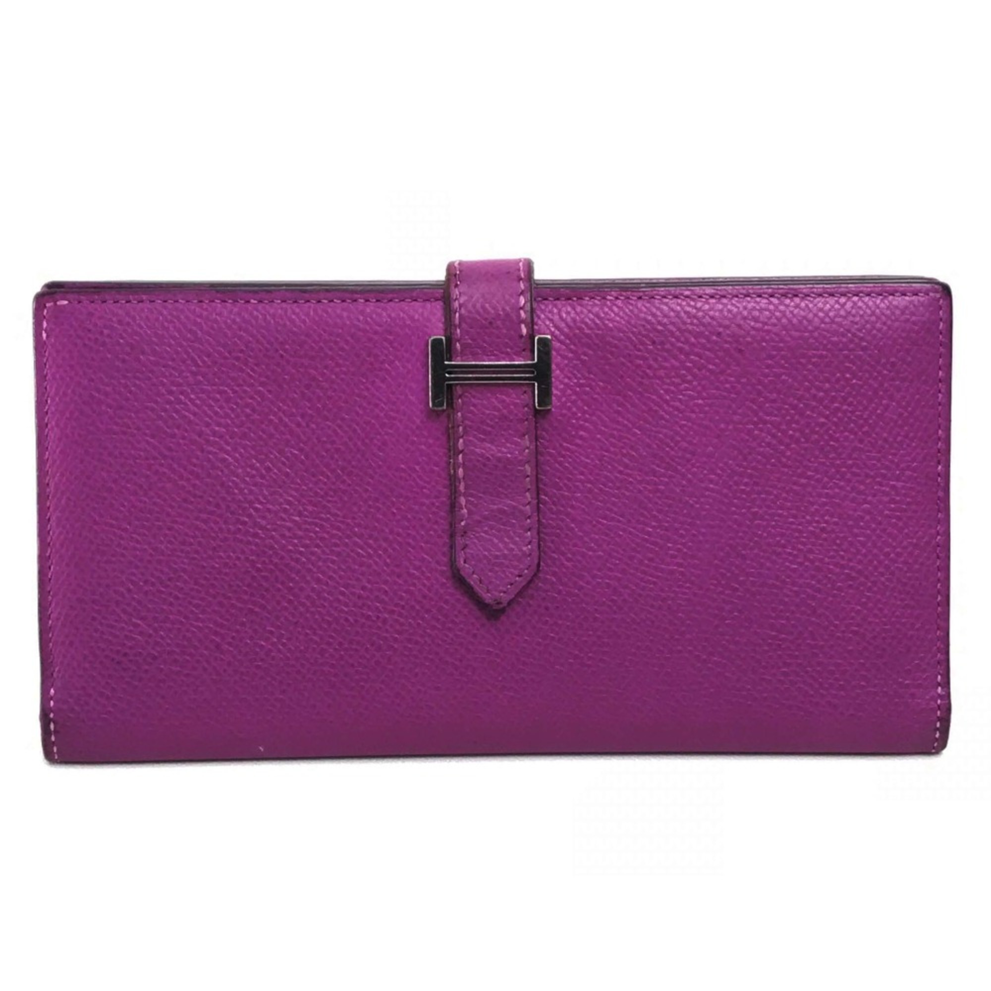 Hermes With gusset Long Wallet cyclamen purple SilverHardware